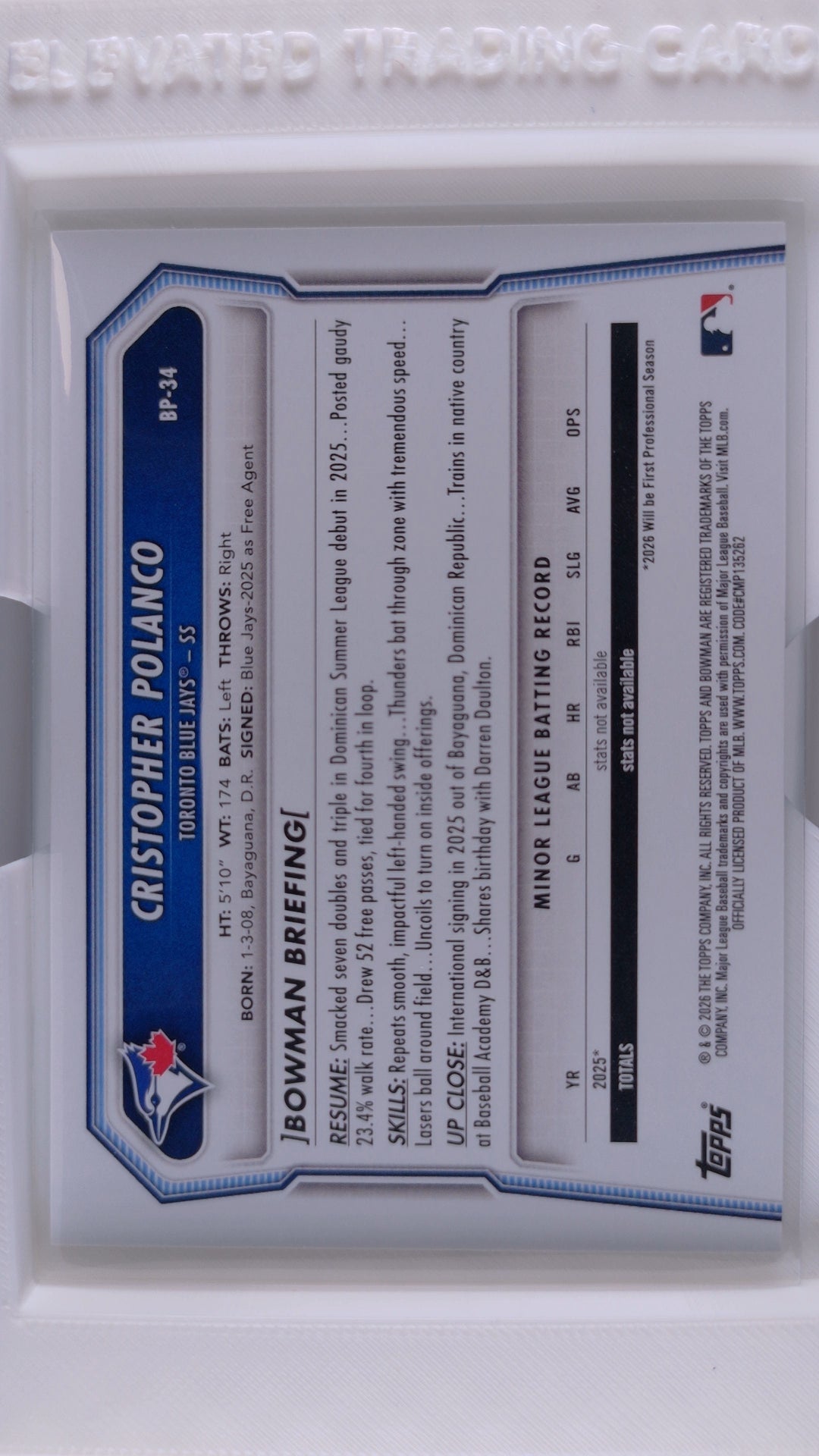 2026 Bowman Baseball Cristopher Polanco 