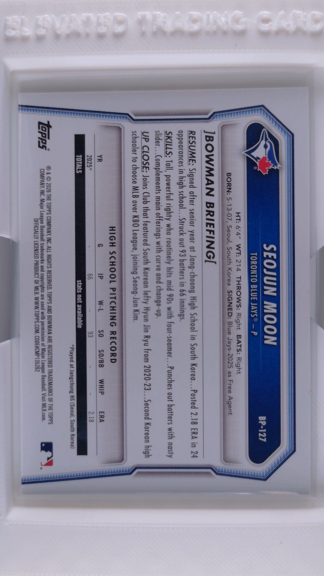 2026 Bowman Baseball Seojun Moon 