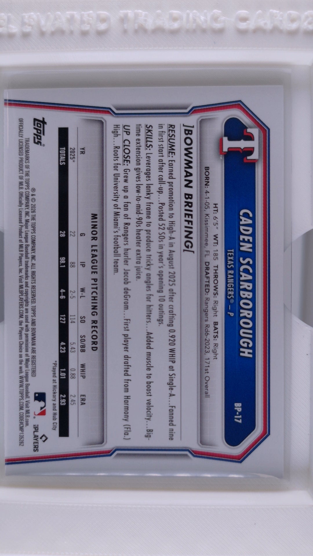 2026 Bowman Baseball Caden Scarborough 