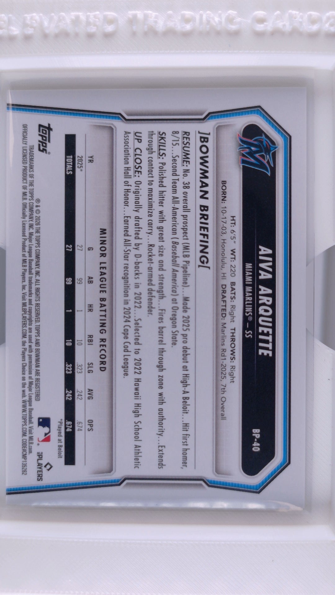 2026 Bowman Baseball Aiva Arquette 