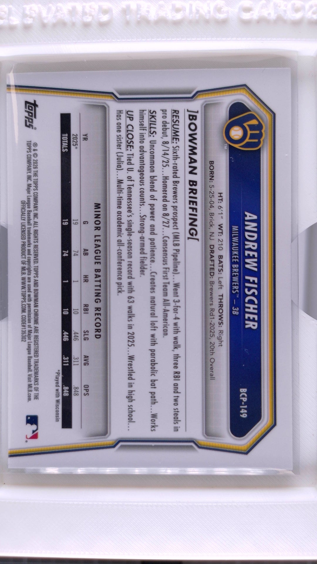 2026 Bowman Baseball Andrew Fischer 