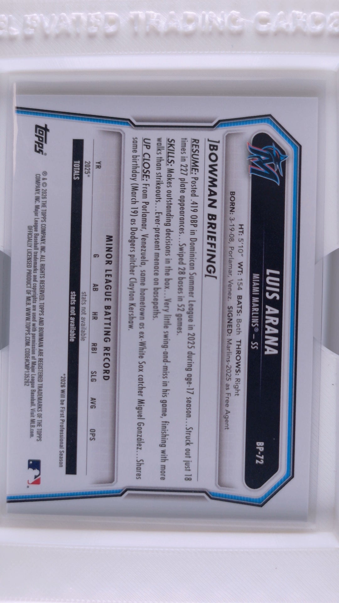 2026 Bowman Baseball Luis Arana 