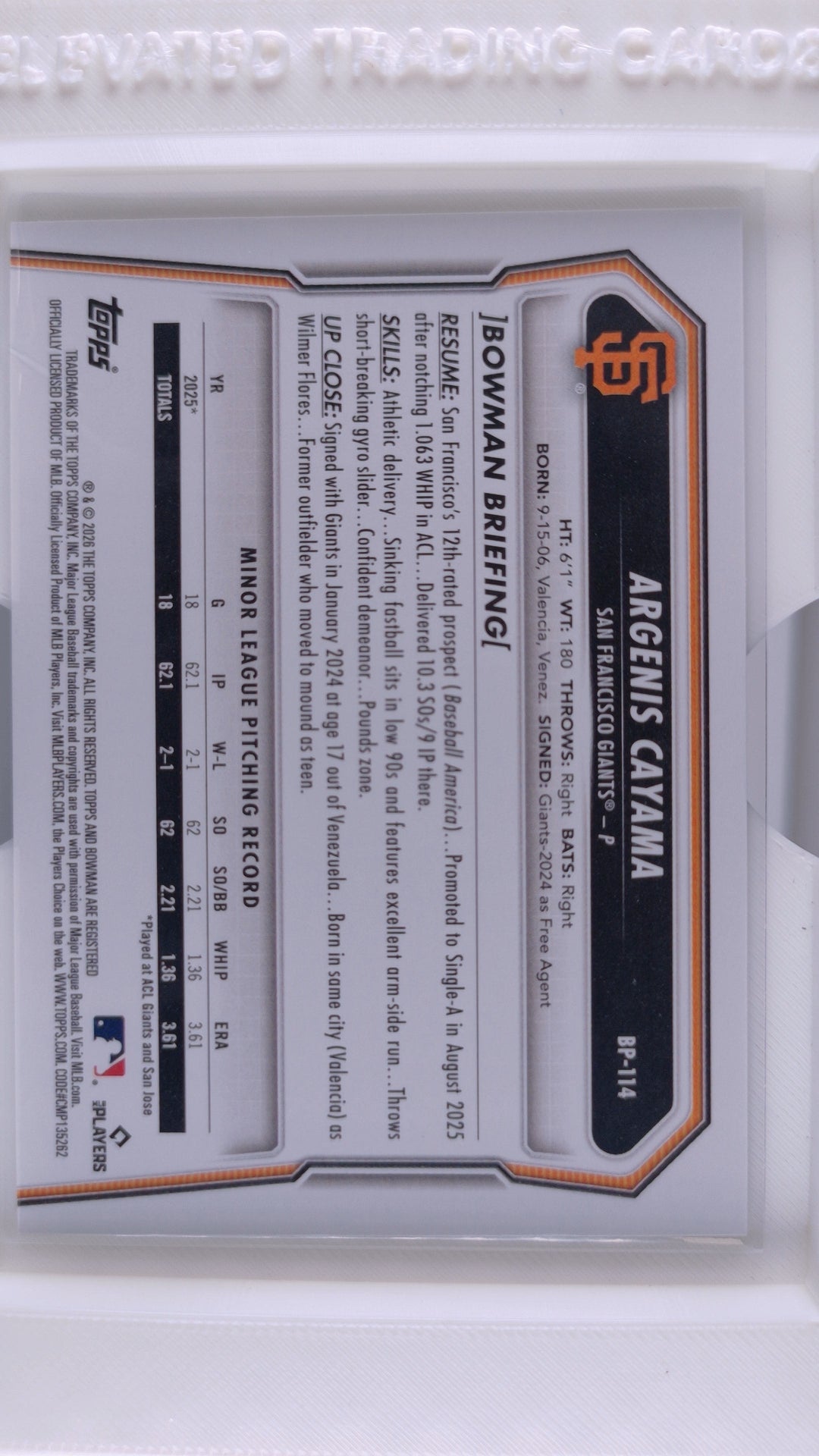 2026 Bowman Baseball Argenis Cayama 