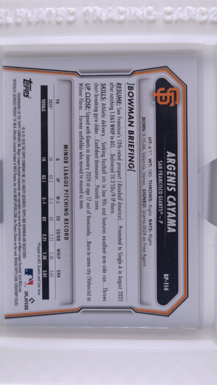 2026 Bowman Baseball Argenis Cayama 