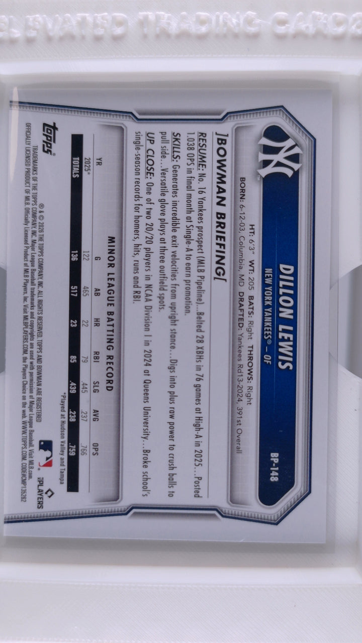 2026 Bowman Baseball Dillon Lewis 