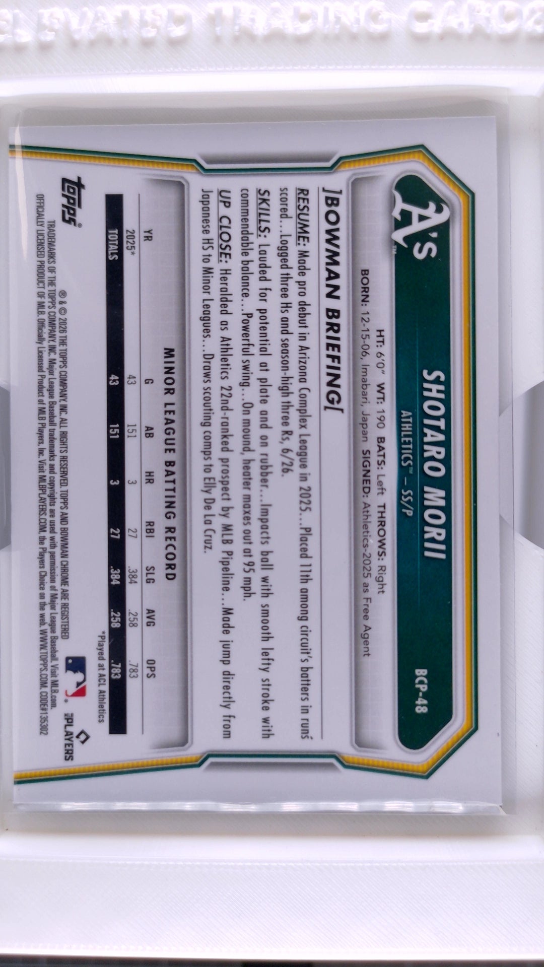 2026 Bowman Baseball Shotaro Morii 