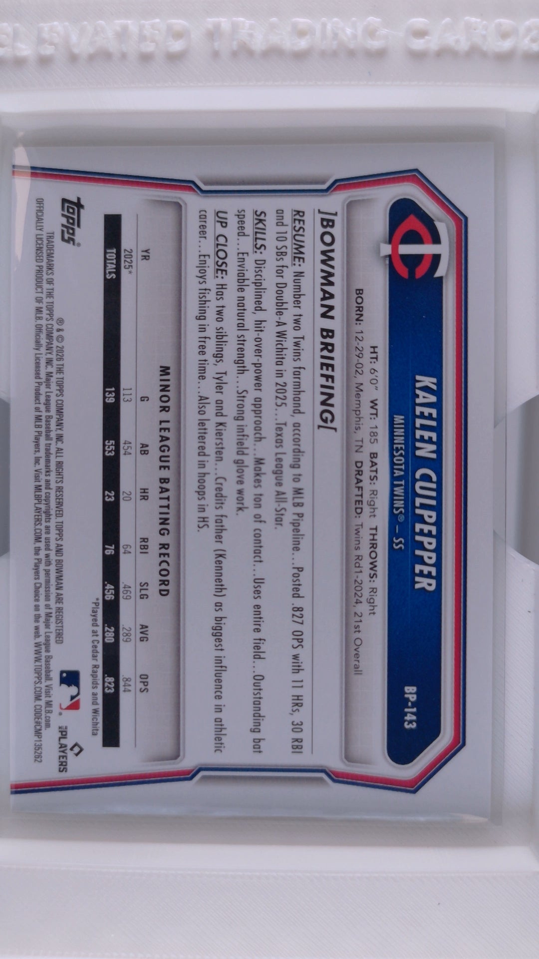 2026 Bowman Baseball Kaelen Culpepper 