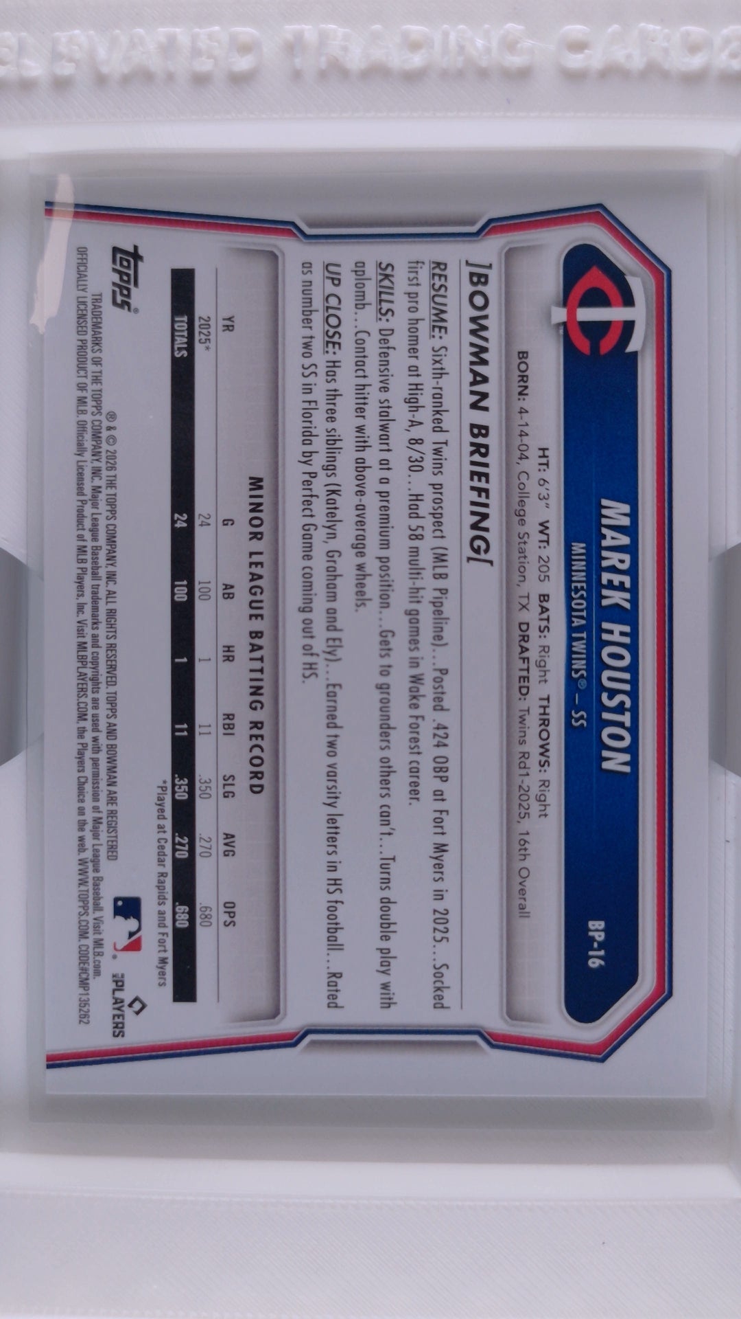 2026 Bowman Baseball Marek Houston 