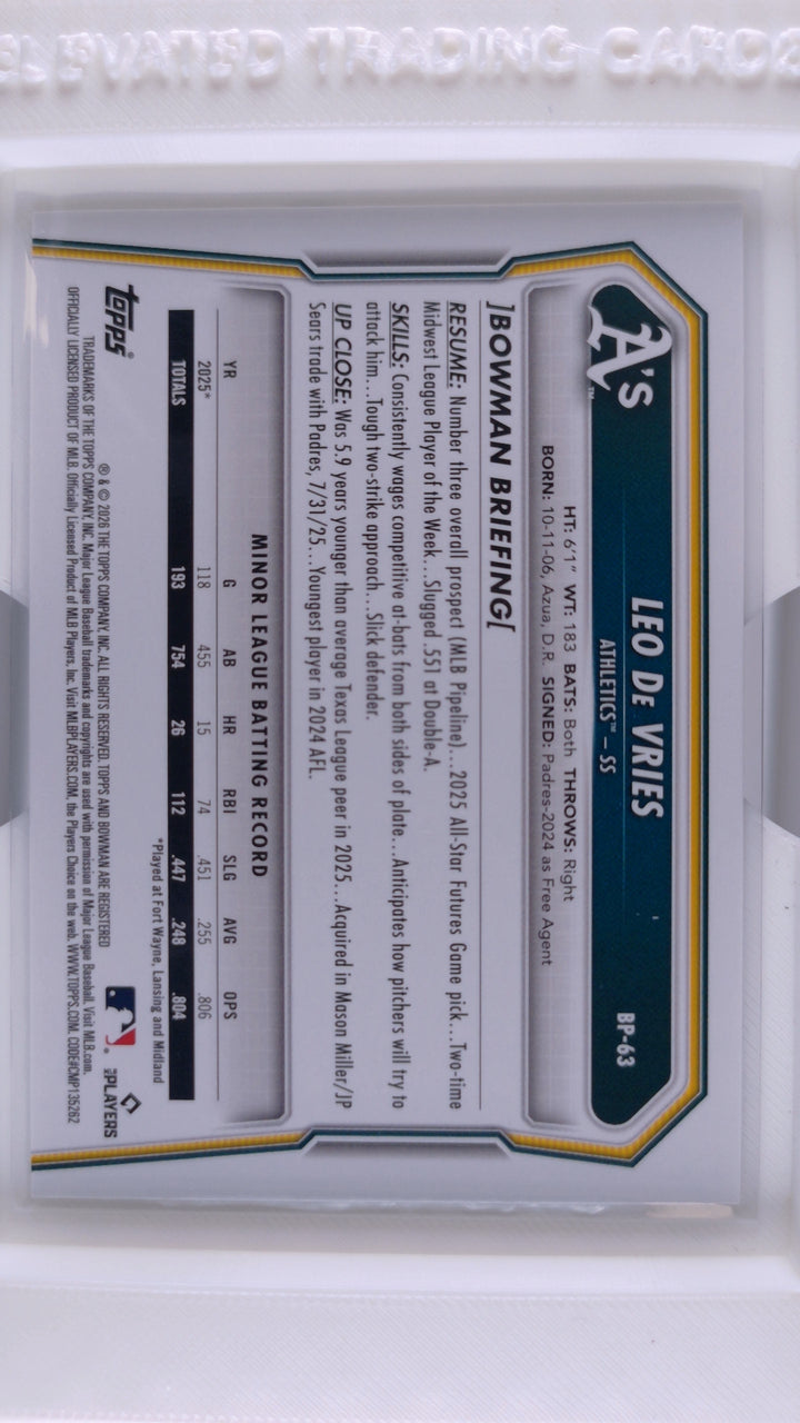 2026 Bowman Baseball Leo De Vries 