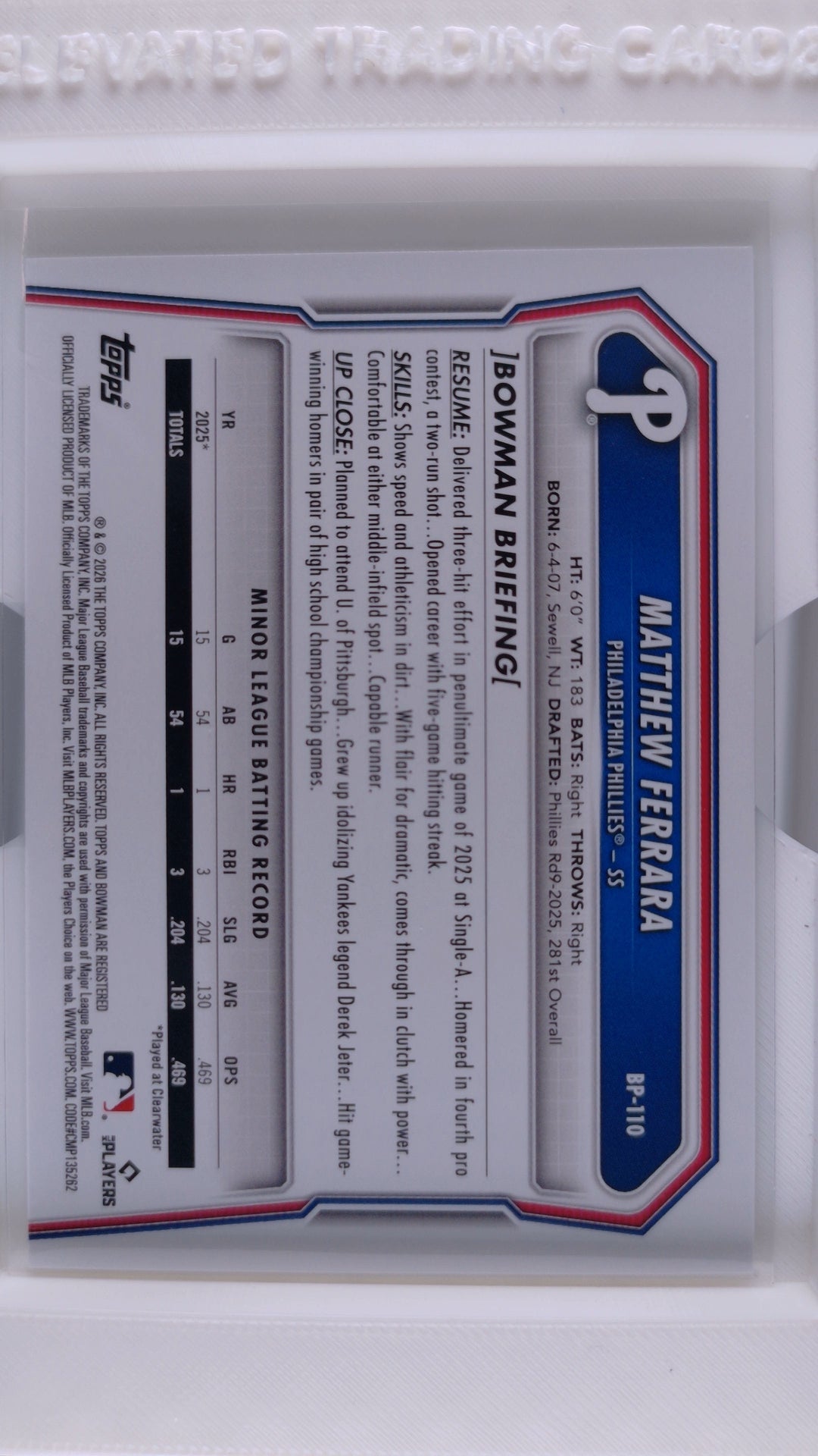 2026 Bowman Baseball Matthew Ferrara 