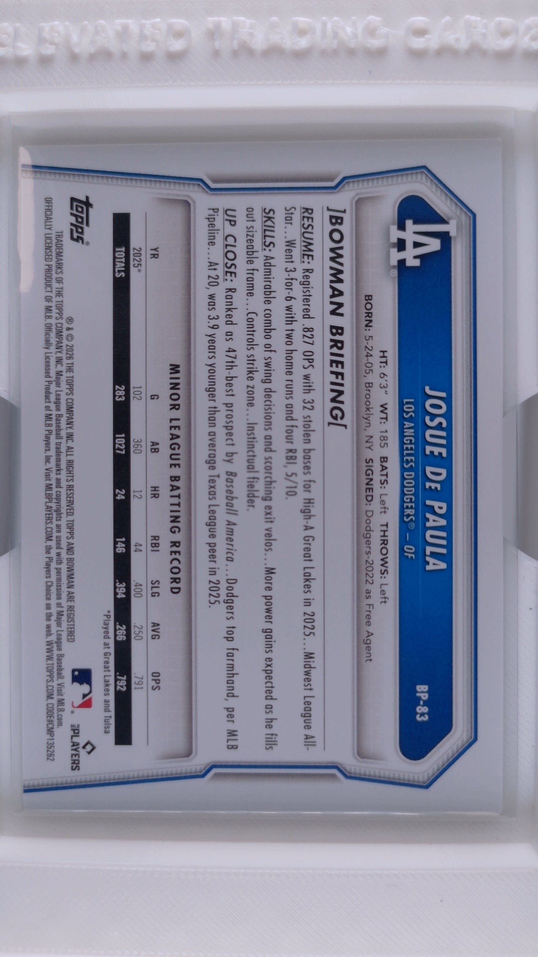 2026 Bowman Baseball Josue De Paula 