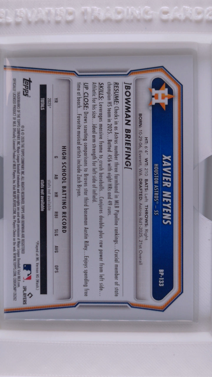 2026 Bowman Baseball Xavier Neyens 