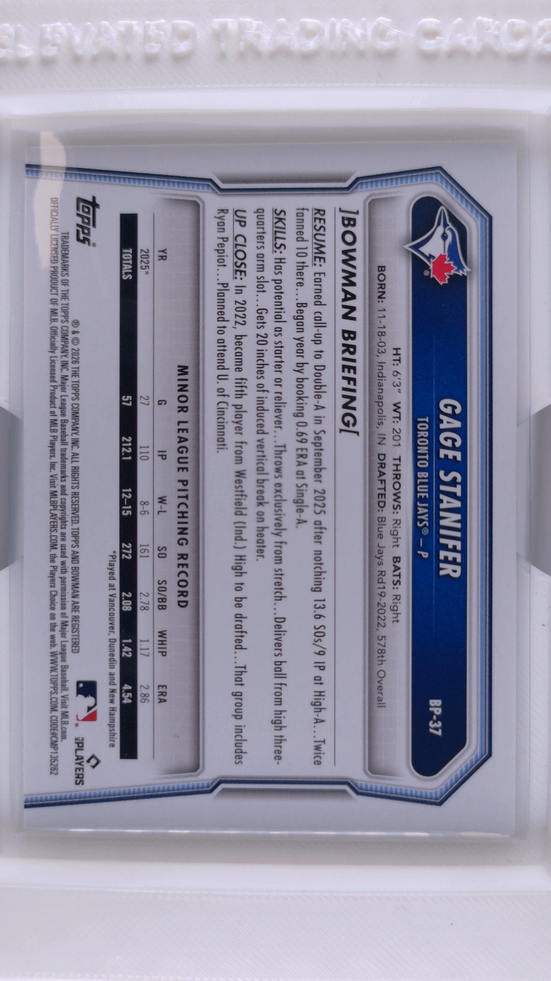 2026 Bowman Baseball Gage Stanifer 