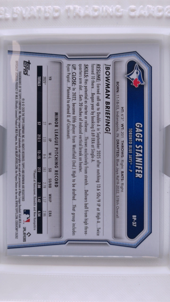 2026 Bowman Baseball Gage Stanifer 