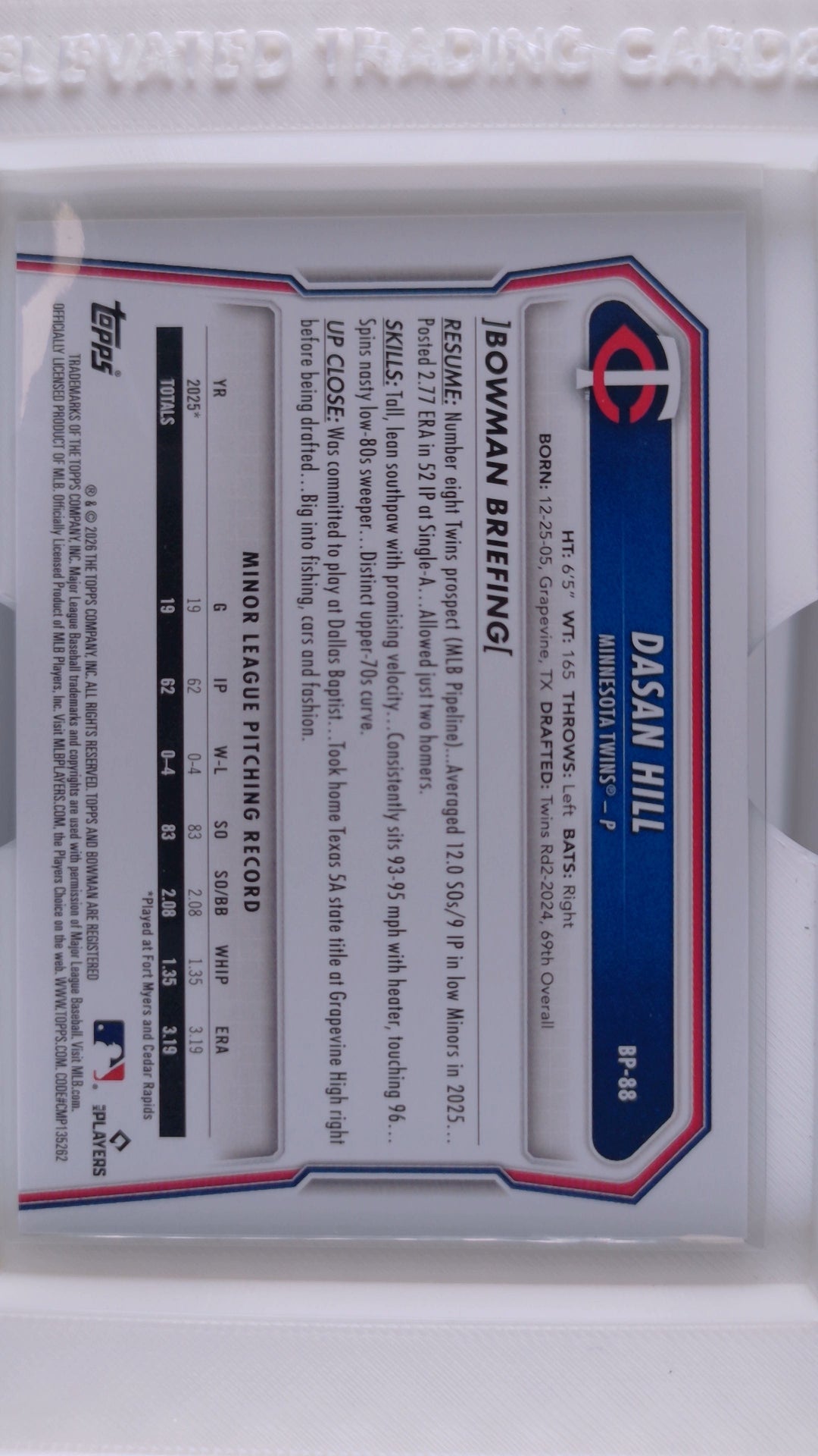 2026 Bowman Baseball Dasan Hill 
