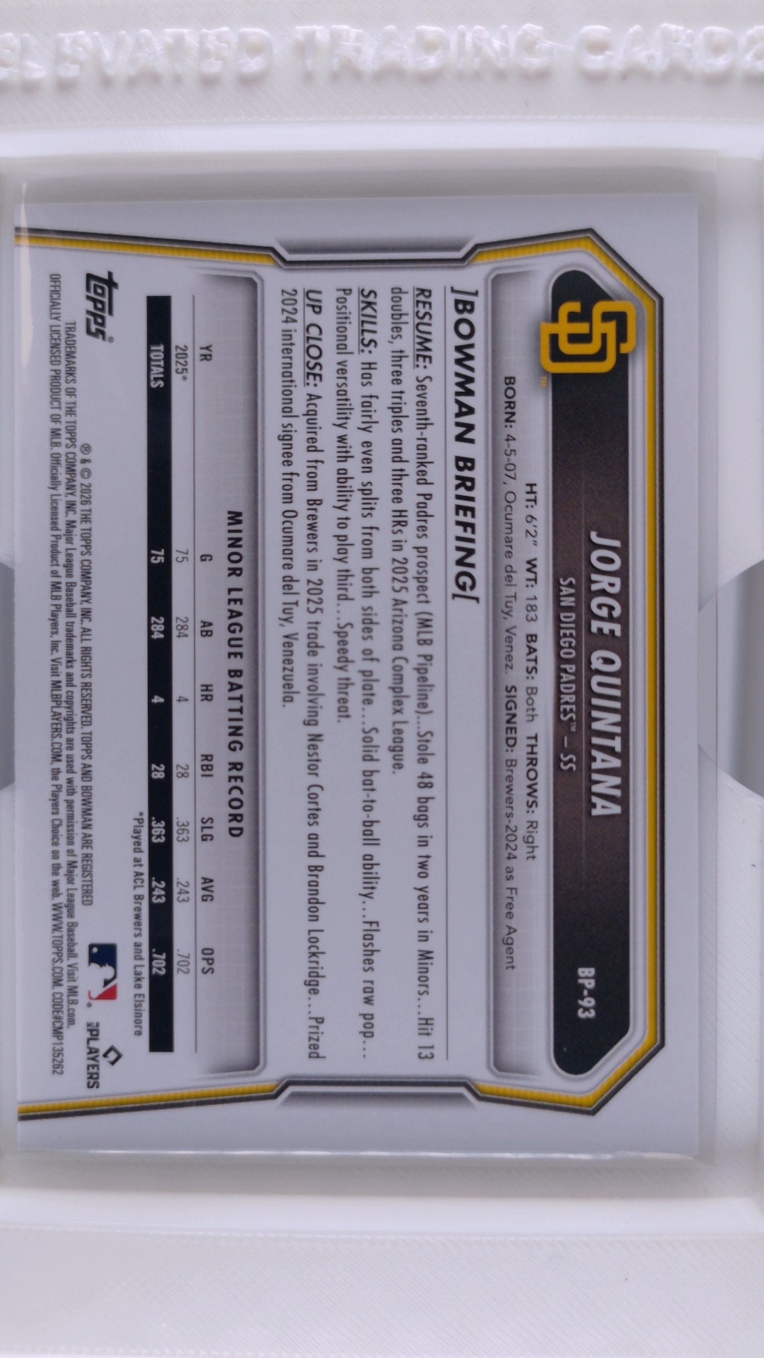 2026 Bowman Baseball Jorge Quintana 