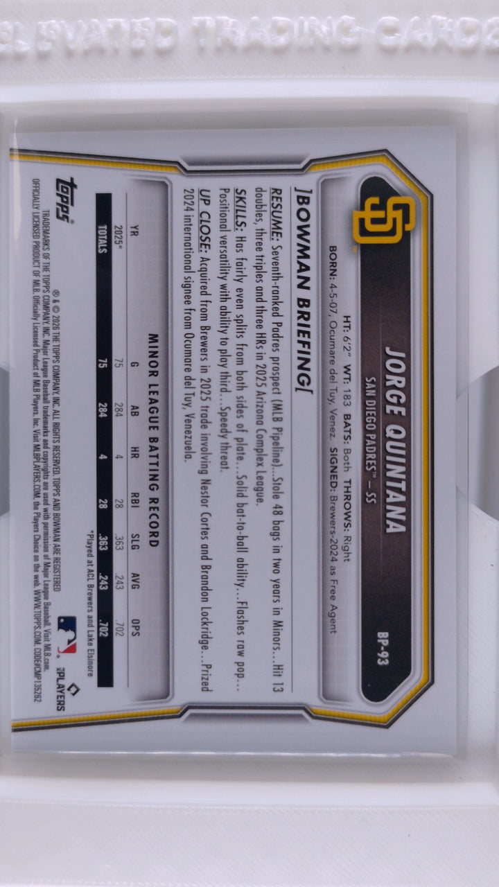 2026 Bowman Baseball Jorge Quintana 