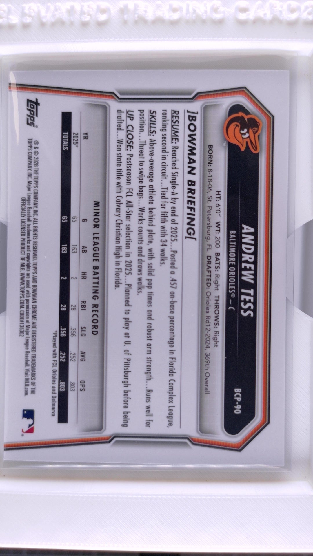 2026 Bowman Baseball Andrew Tess 