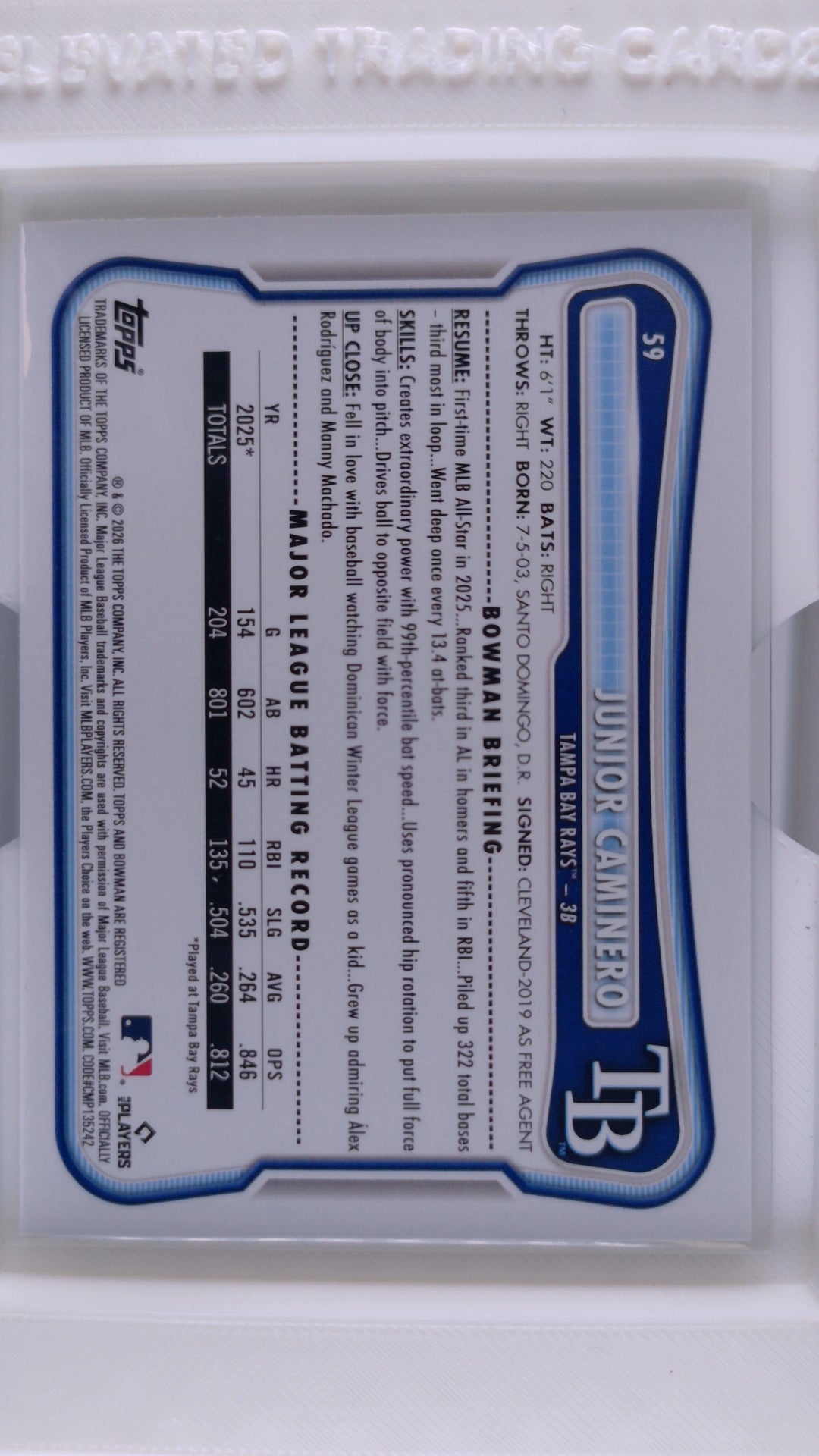 2026 Bowman Baseball Junior Caminero 