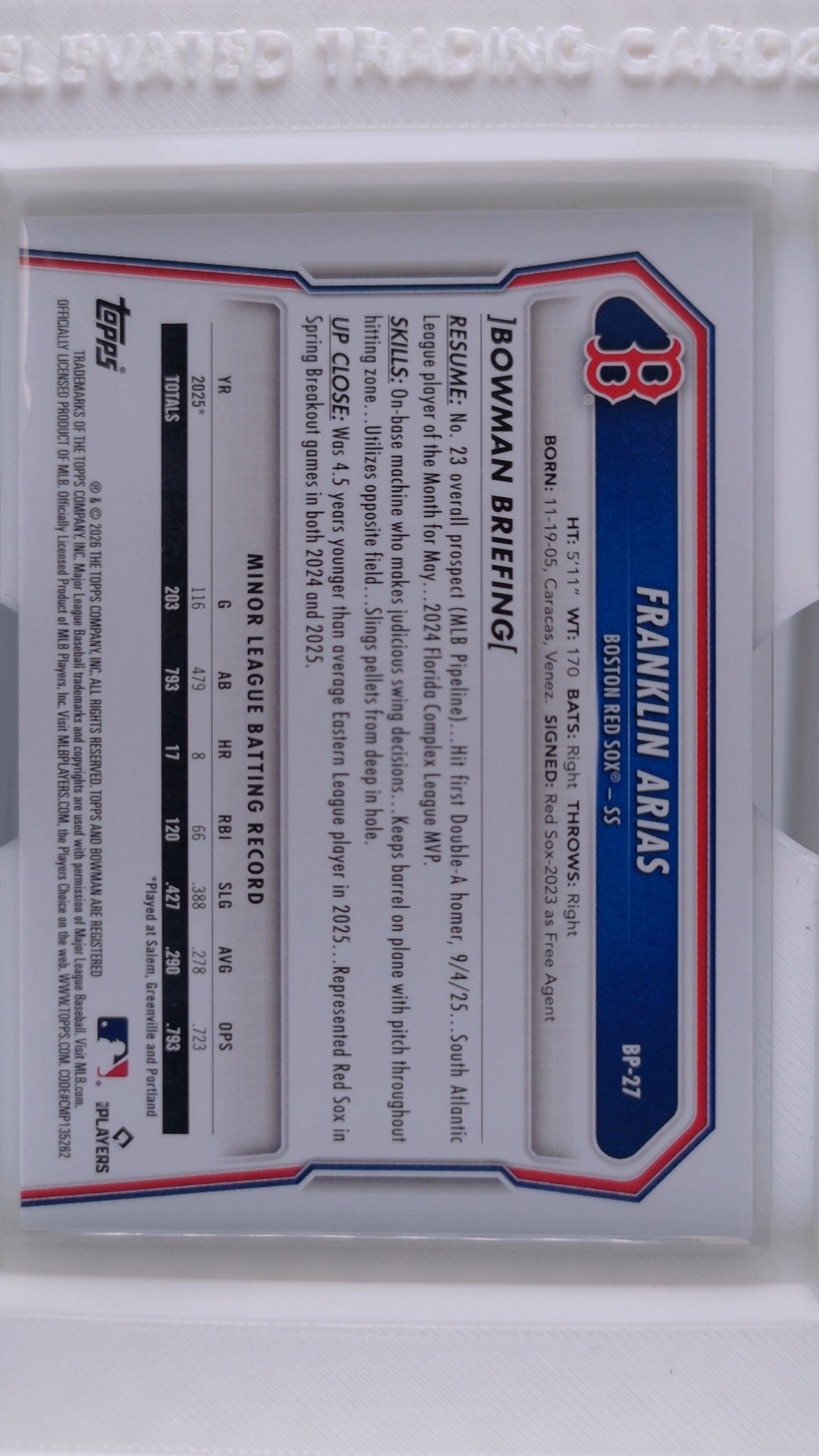 2026 Bowman Baseball Franklin Arias 