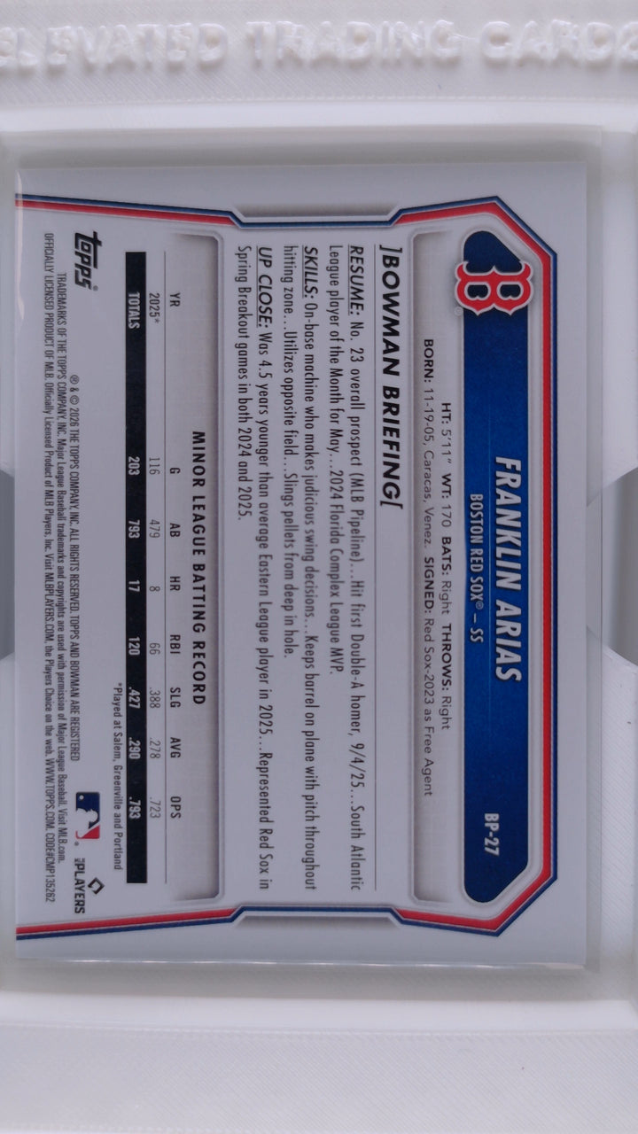 2026 Bowman Baseball Franklin Arias 