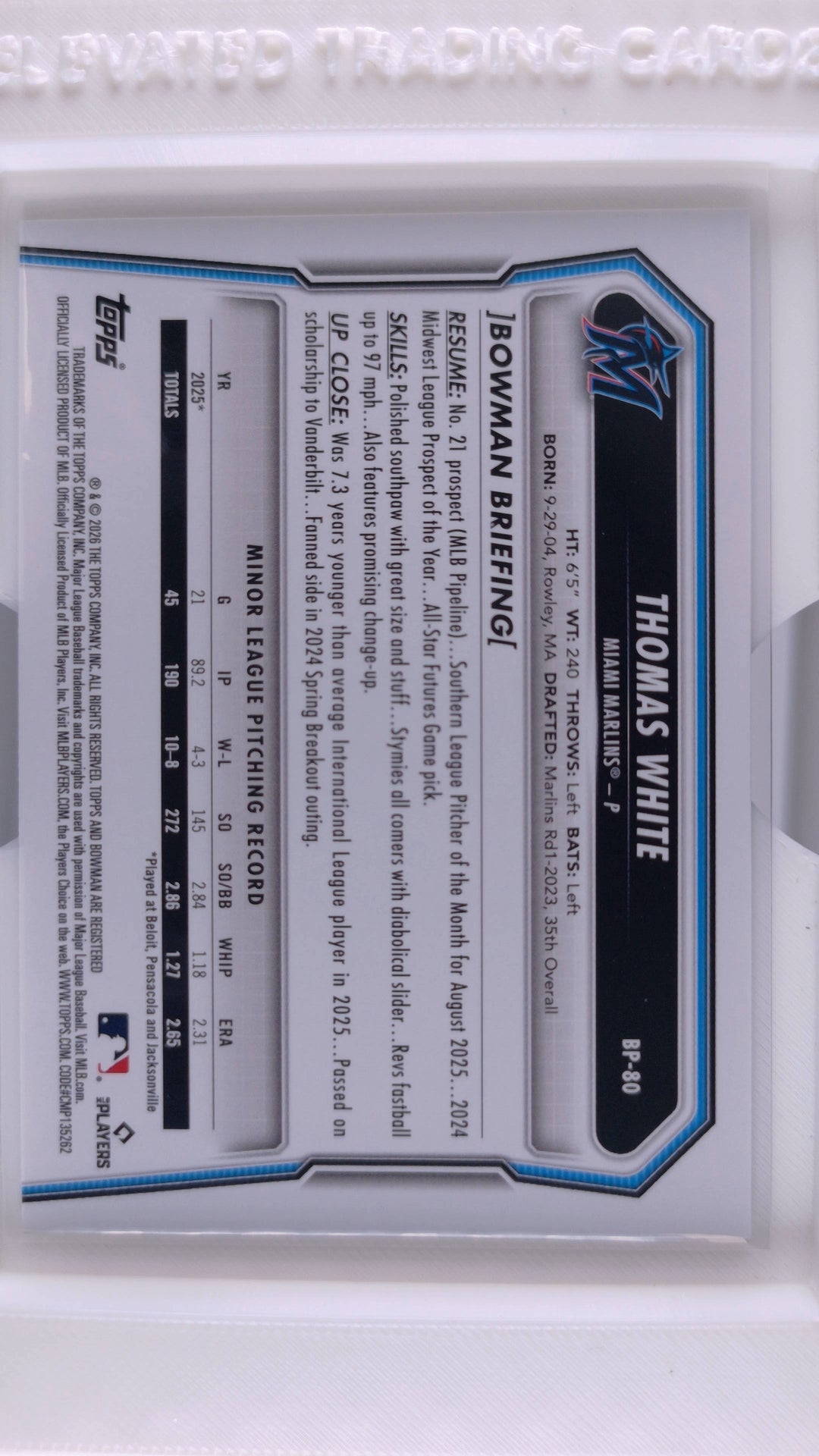 2026 Bowman Baseball Thomas White 
