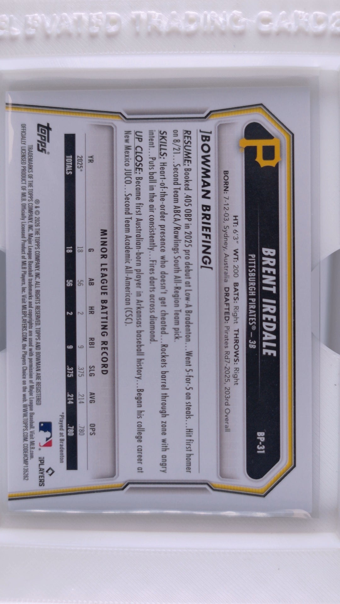 2026 Bowman Baseball Brent Iredale 