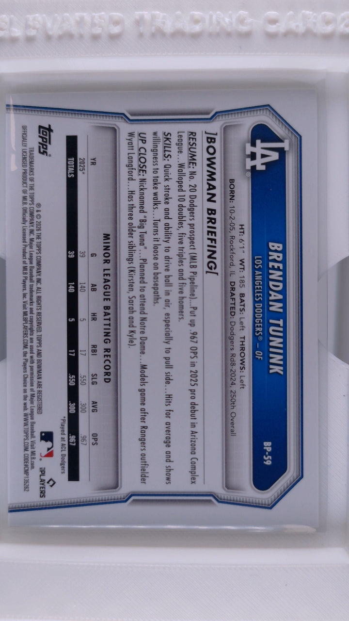 2026 Bowman Baseball Brendan Tunink 