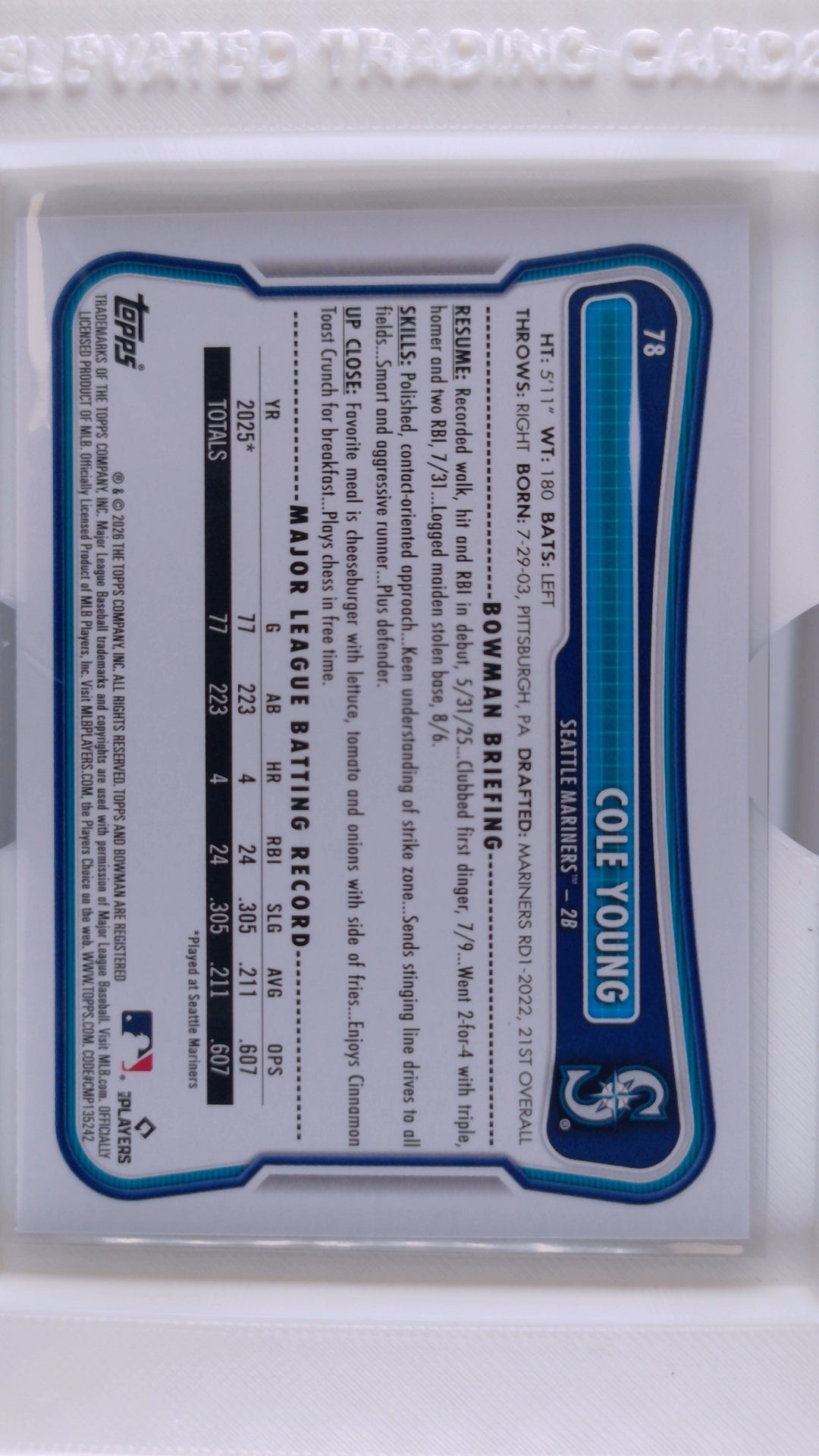 2026 Bowman Baseball Cole Young 