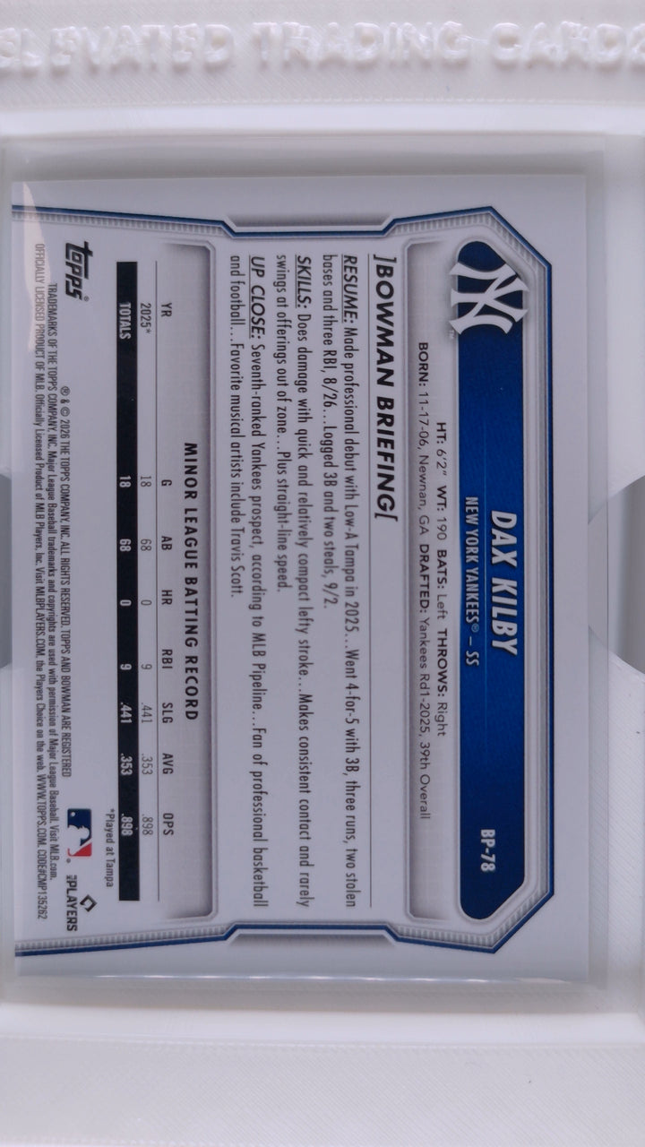 2026 Bowman Baseball Dax Kilby 