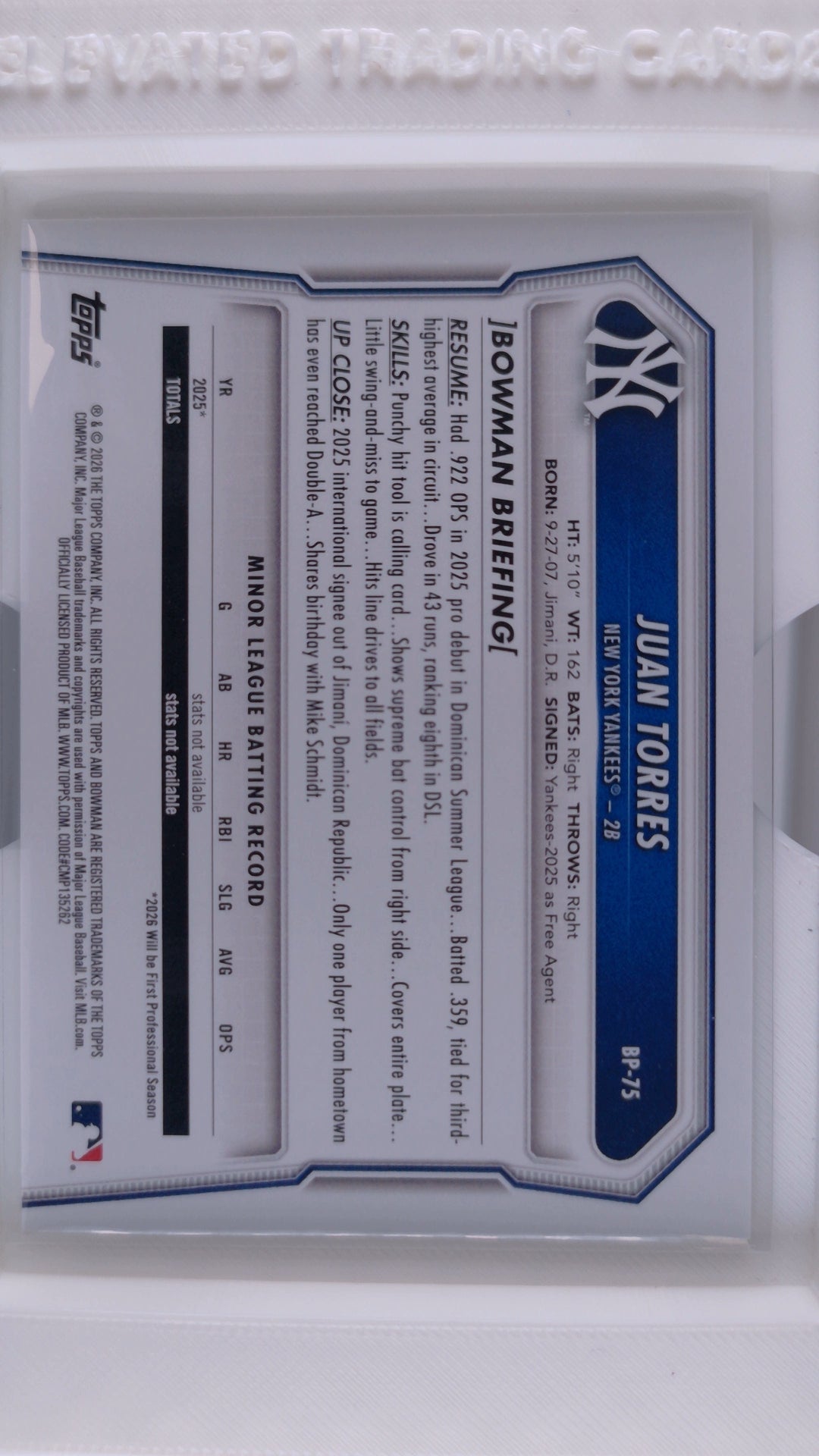 2026 Bowman Baseball Juan Torres 