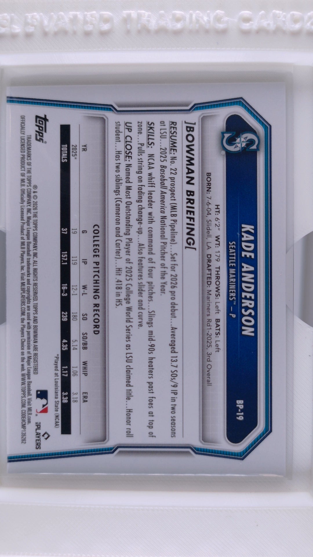 2026 Bowman Baseball Kade Anderson 