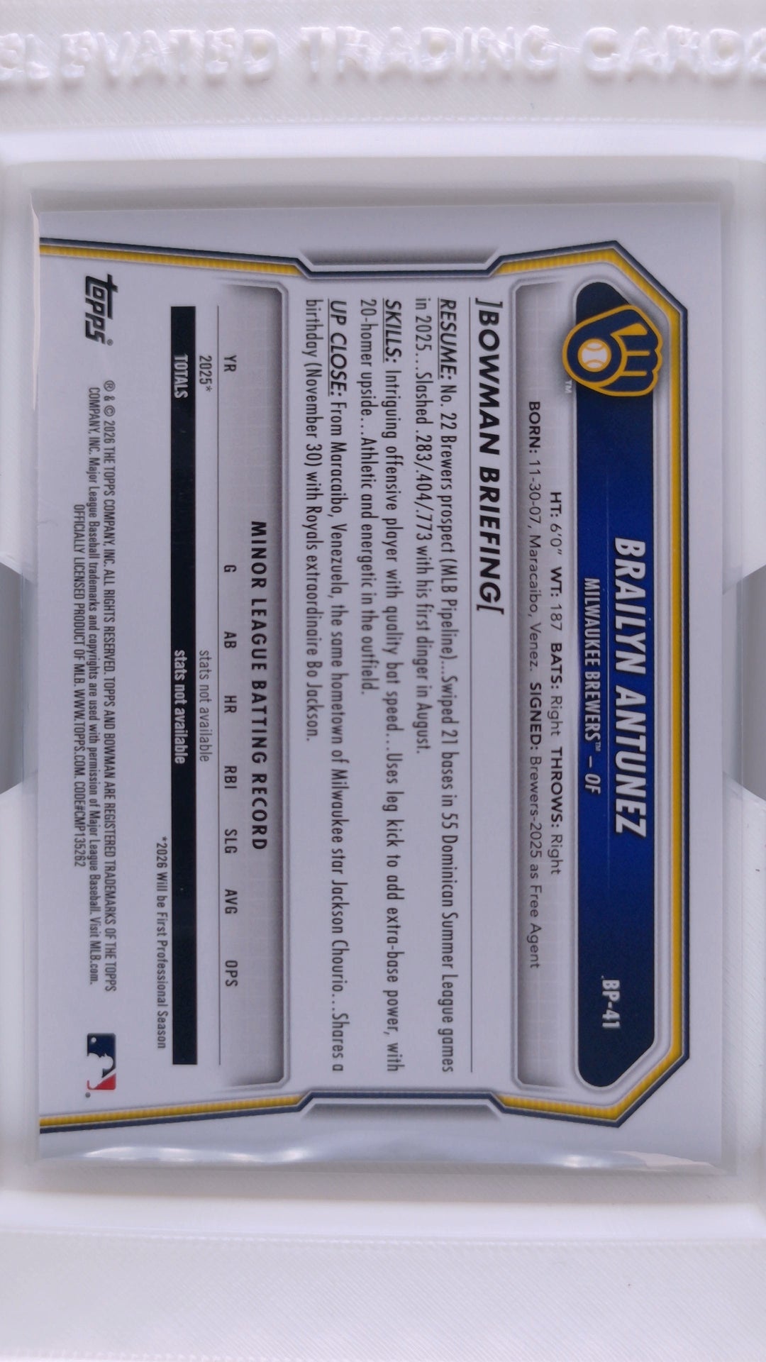 2026 Bowman Baseball Brailyn Antunez 