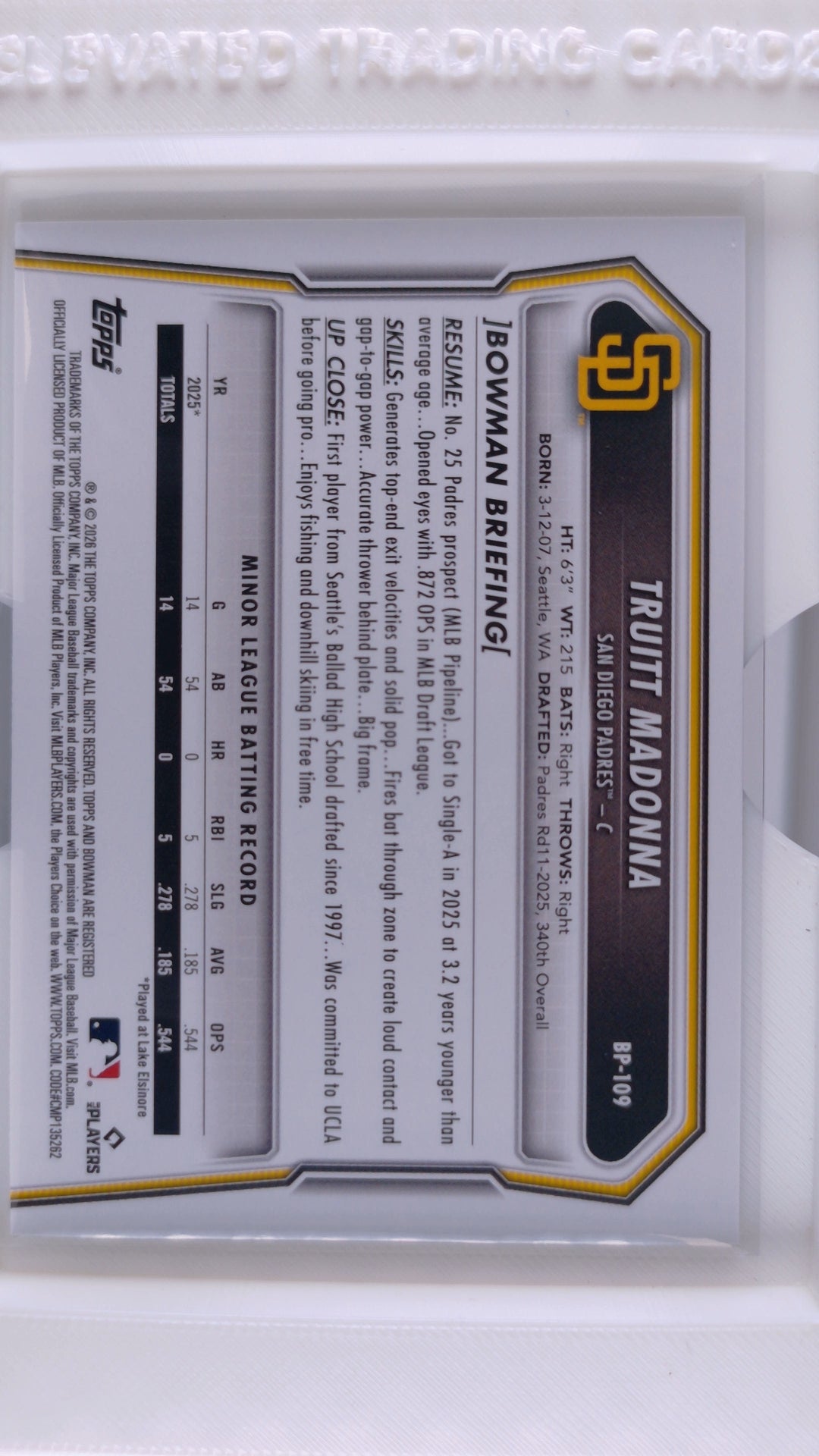 2026 Bowman Baseball Truitt Madonna 