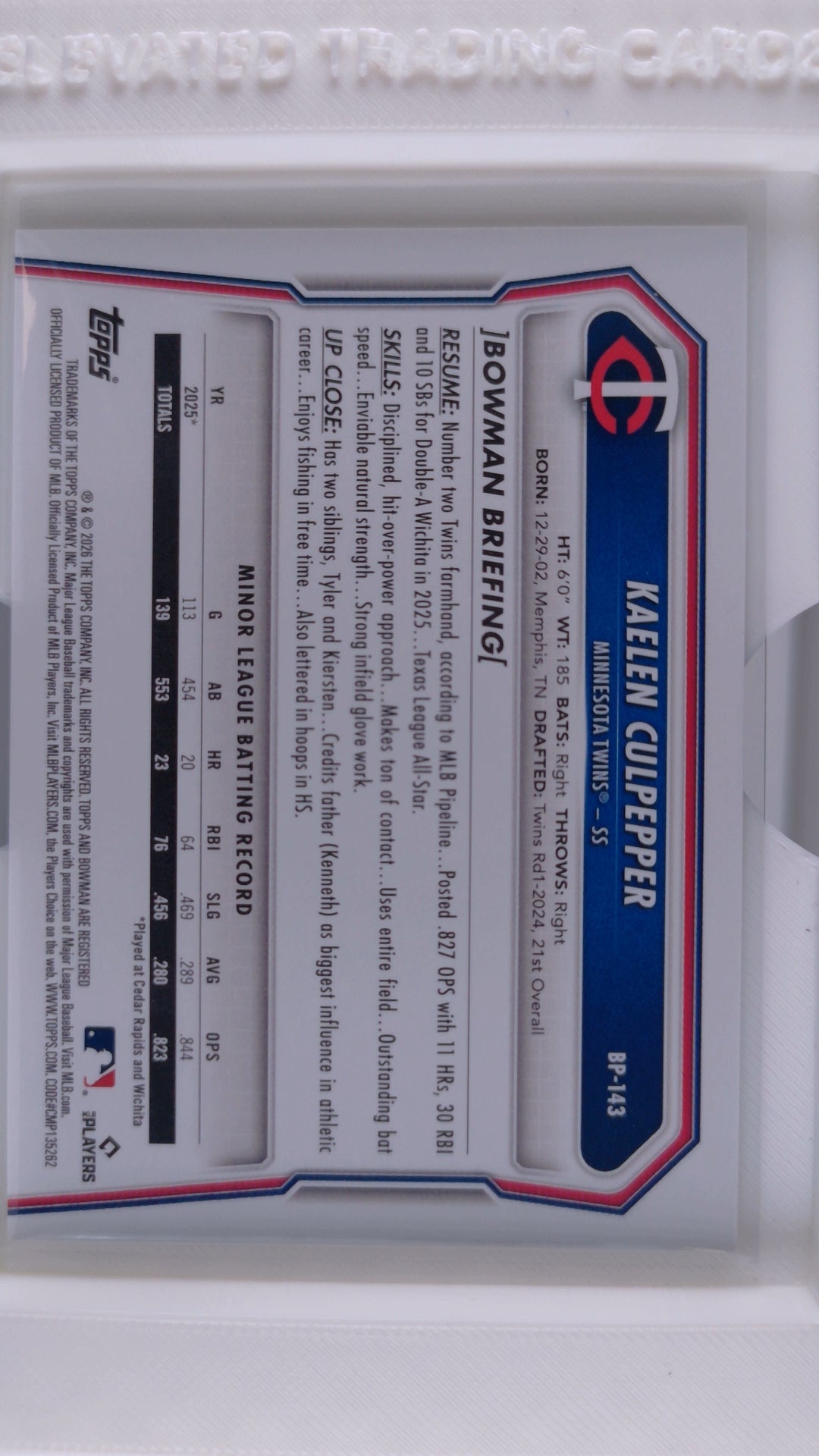 2026 Bowman Baseball Kaelen Culpepper 