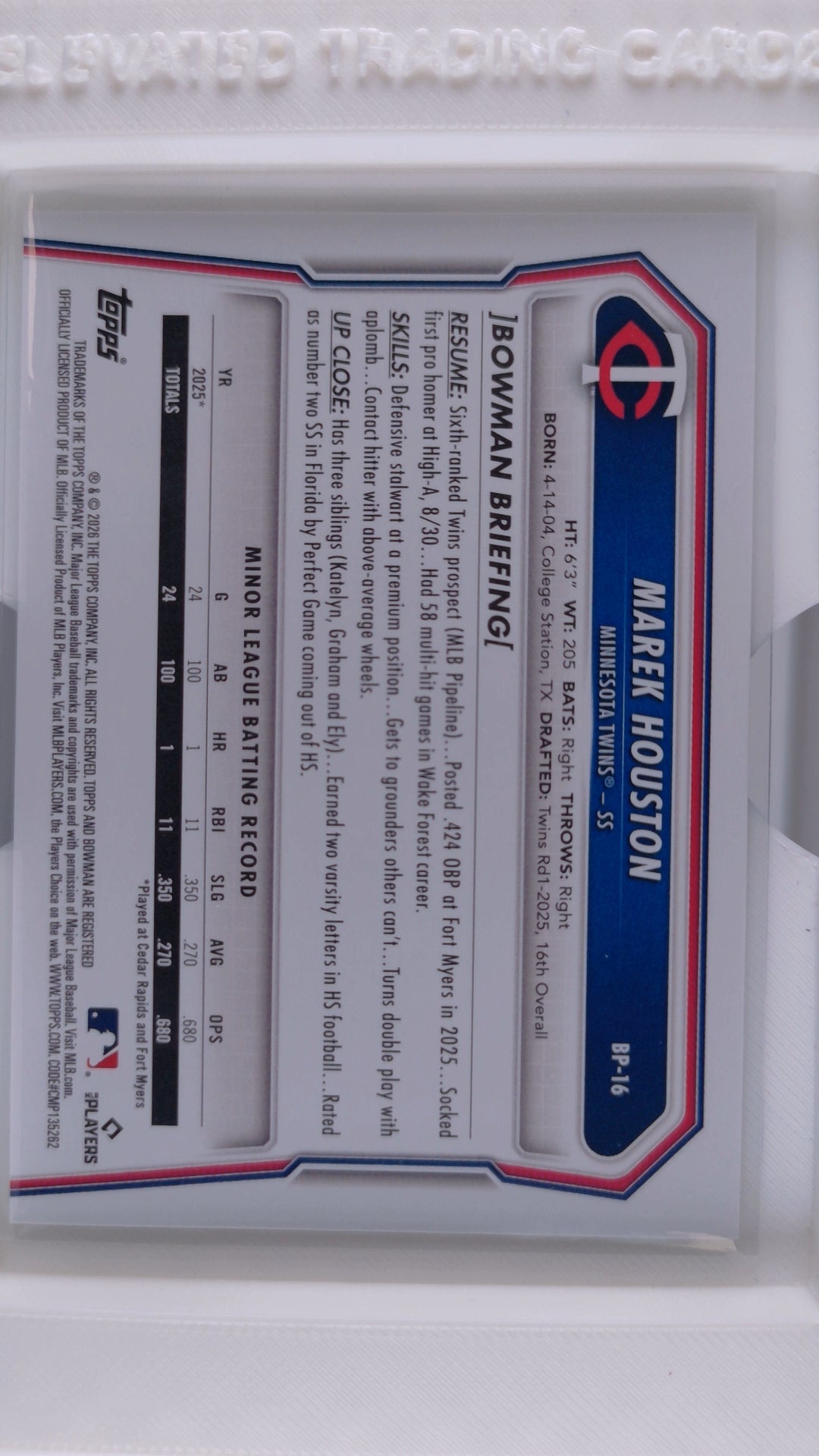 2026 Bowman Baseball Marek Houston 