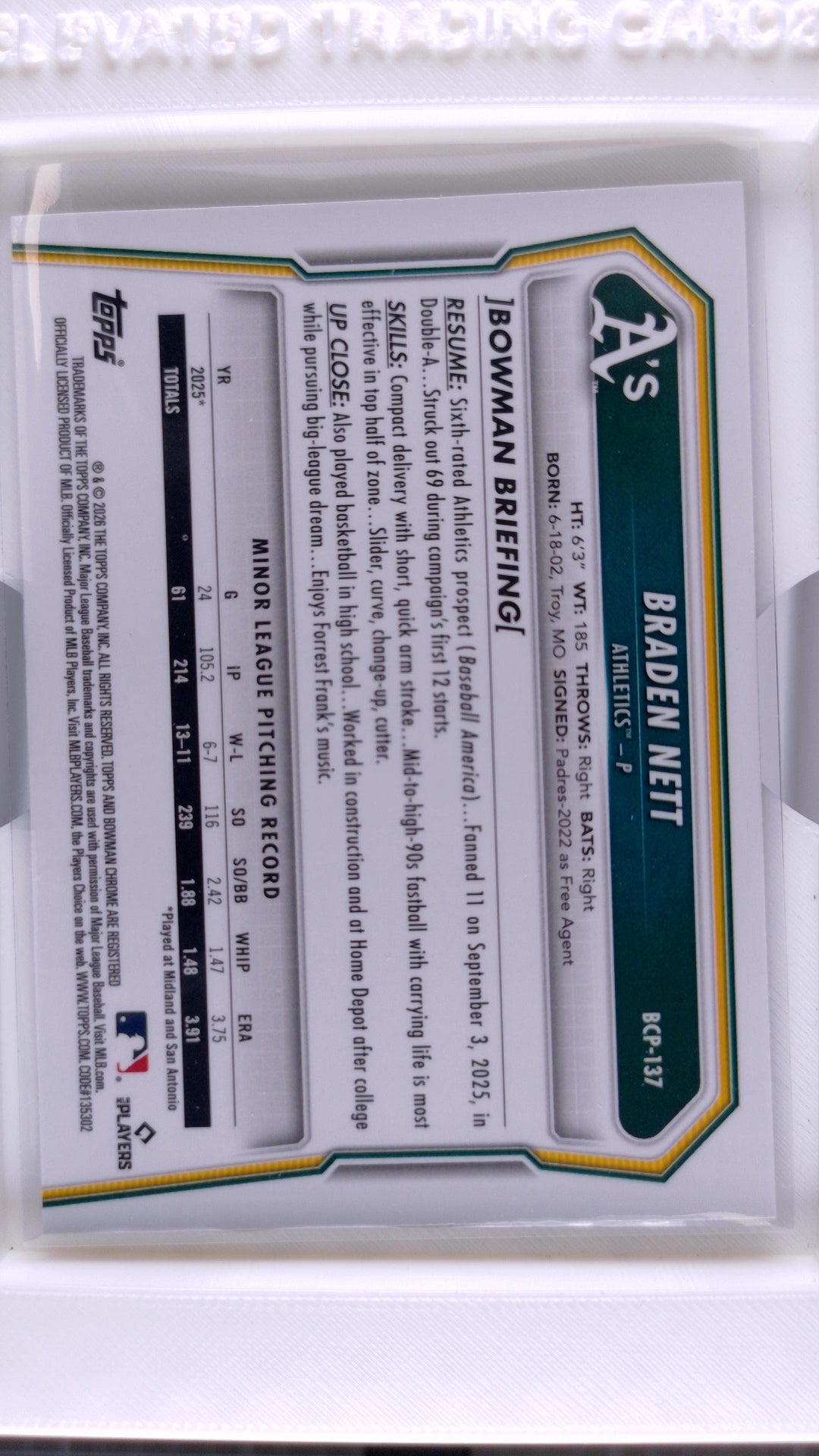 2026 Bowman Baseball Braden Nett 