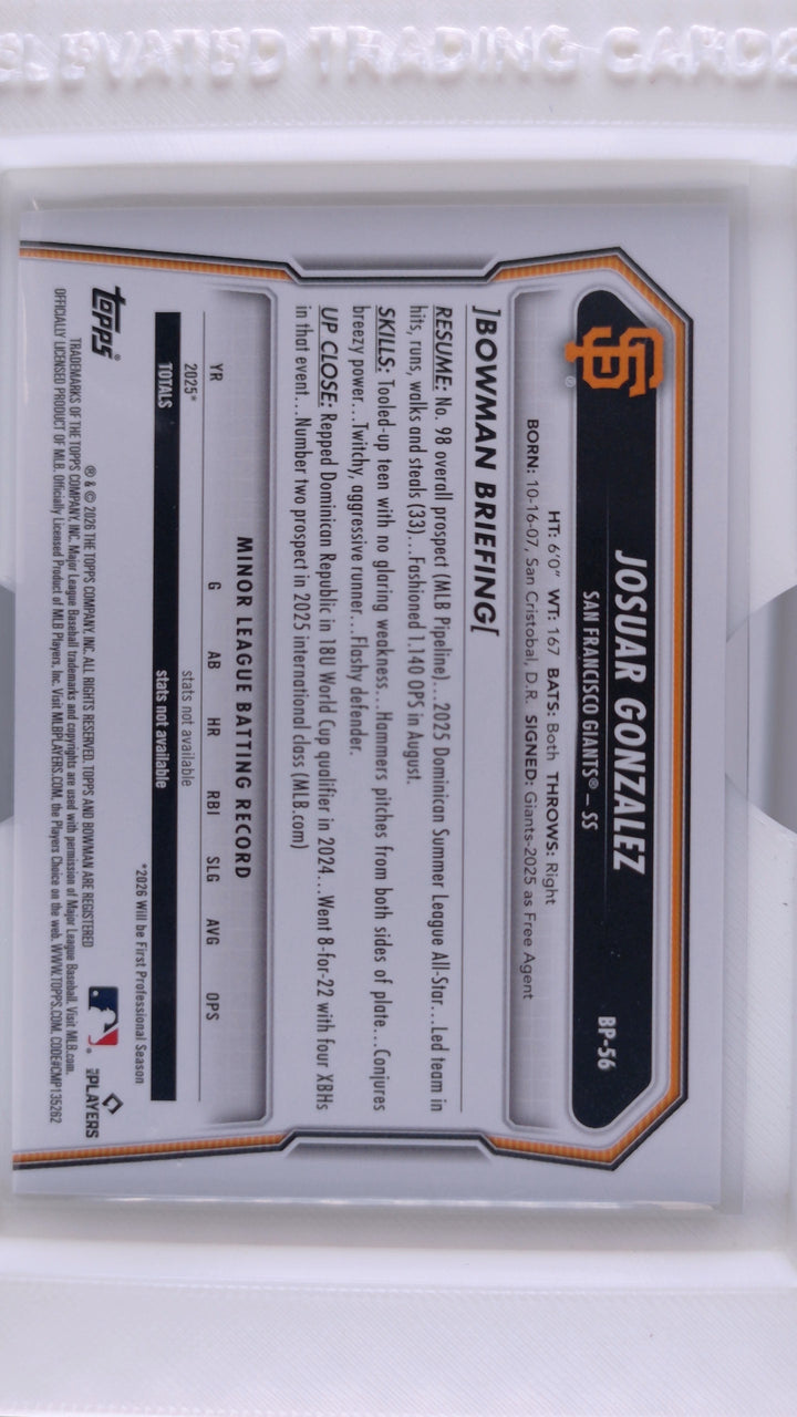 2026 Bowman Baseball Josuar Gonzalez 