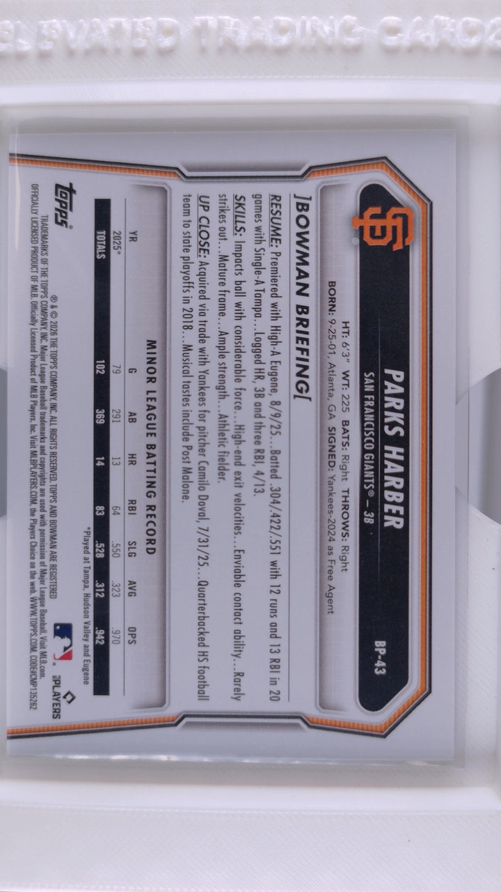 2026 Bowman Baseball Parks Harber 