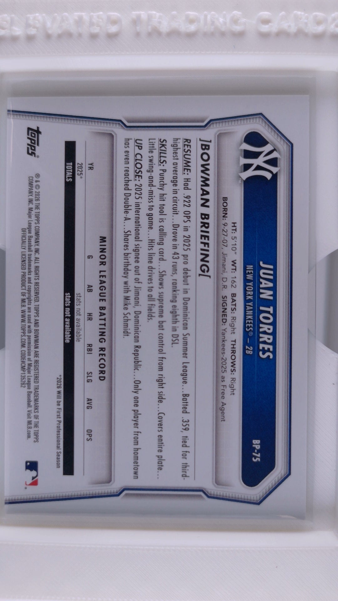 2026 Bowman Baseball Juan Torres 
