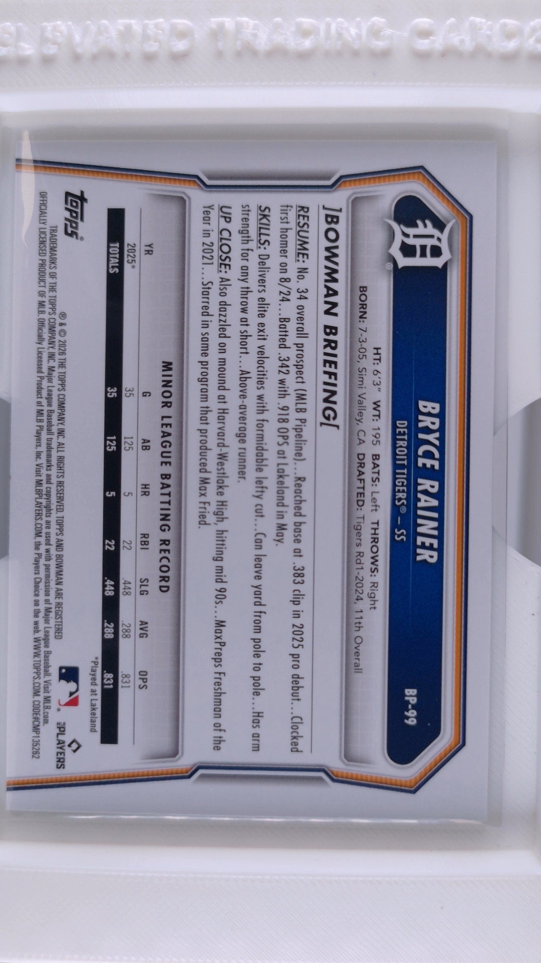 2026 Bowman Baseball Bryce Rainer 