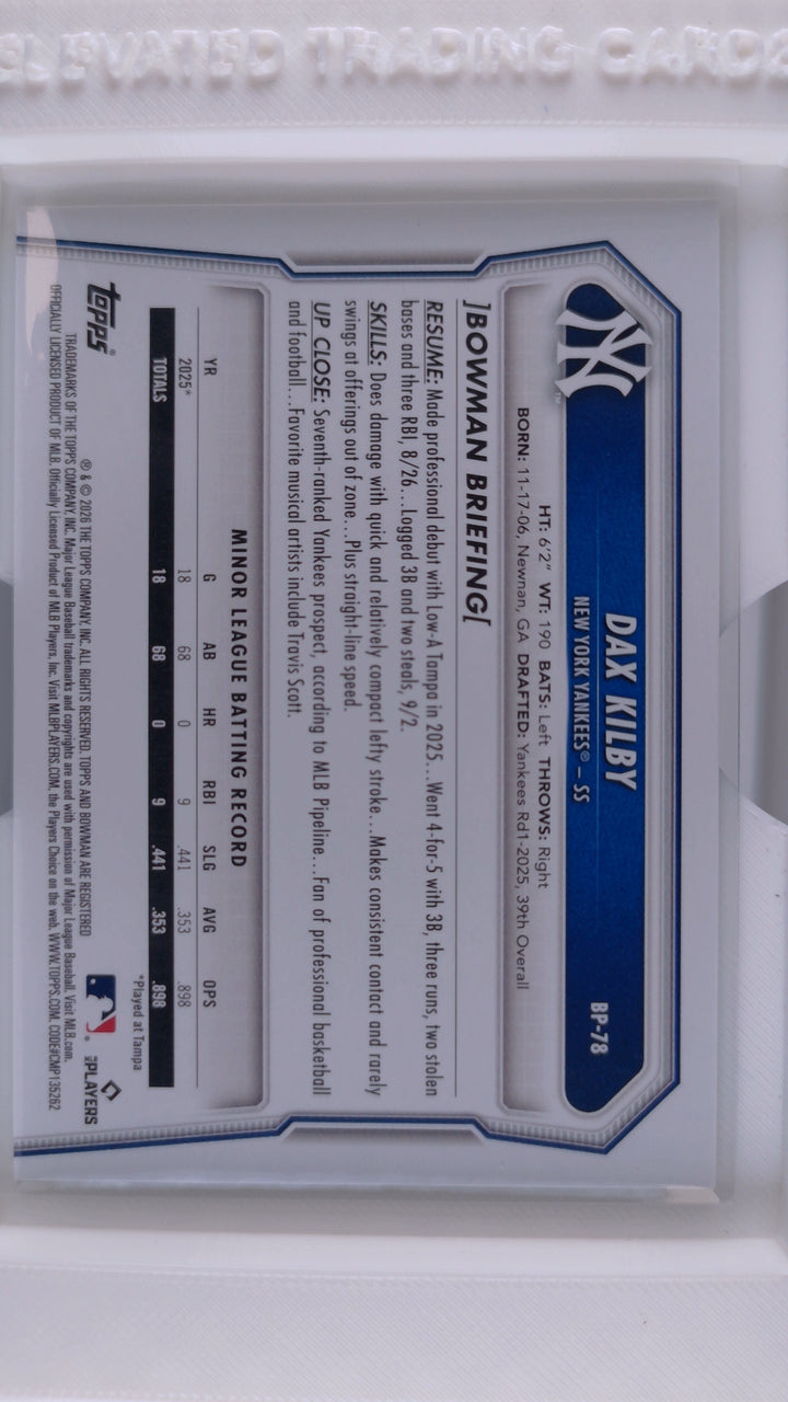 2026 Bowman Baseball Dax Kilby 