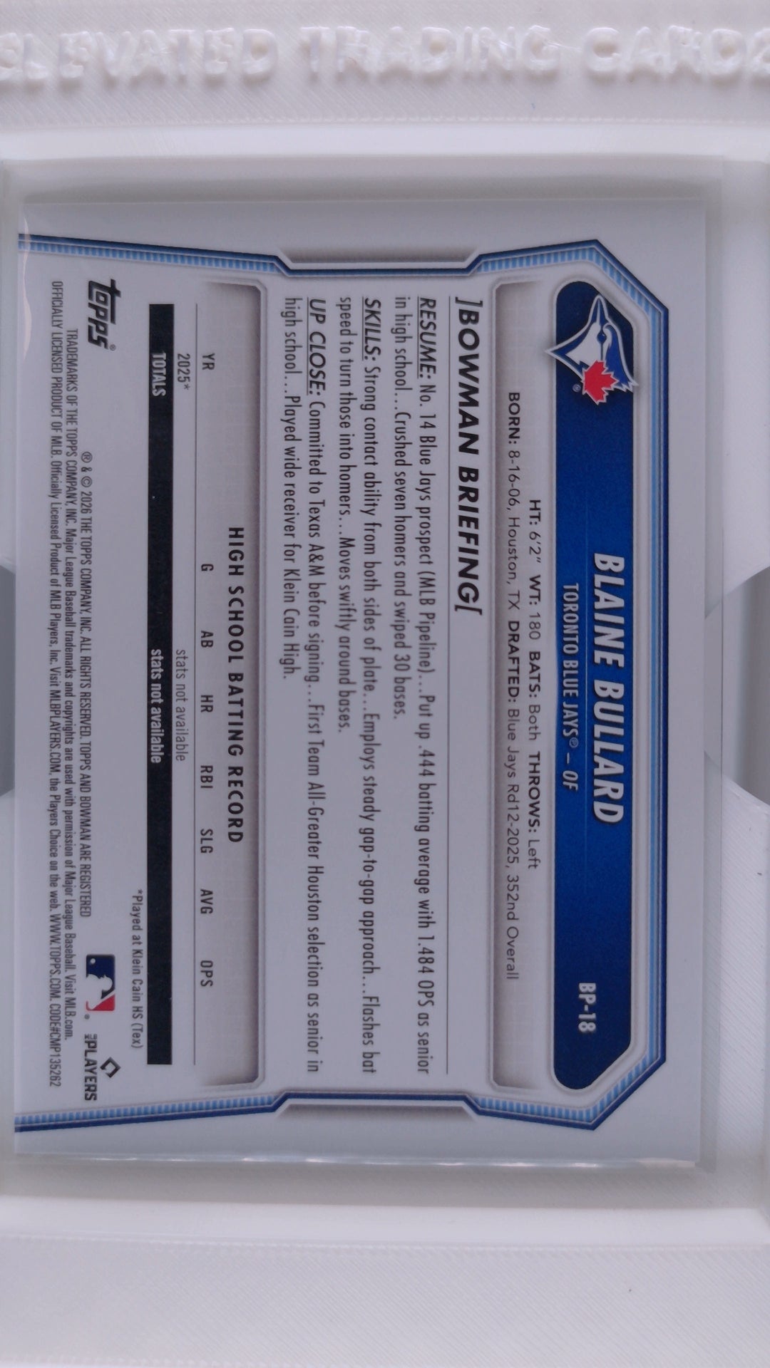2026 Bowman Baseball Blaine Bullard 