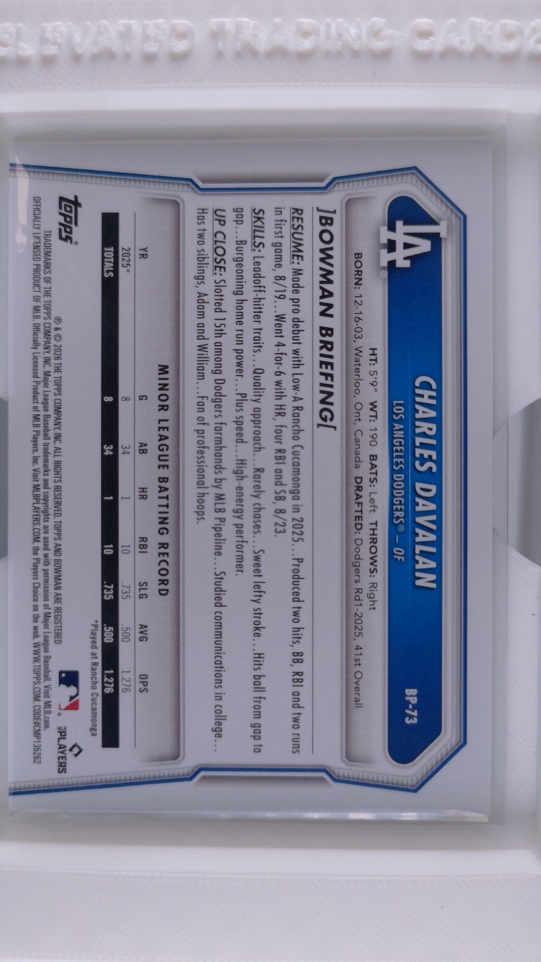 2026 Bowman Baseball Charles Davalan 