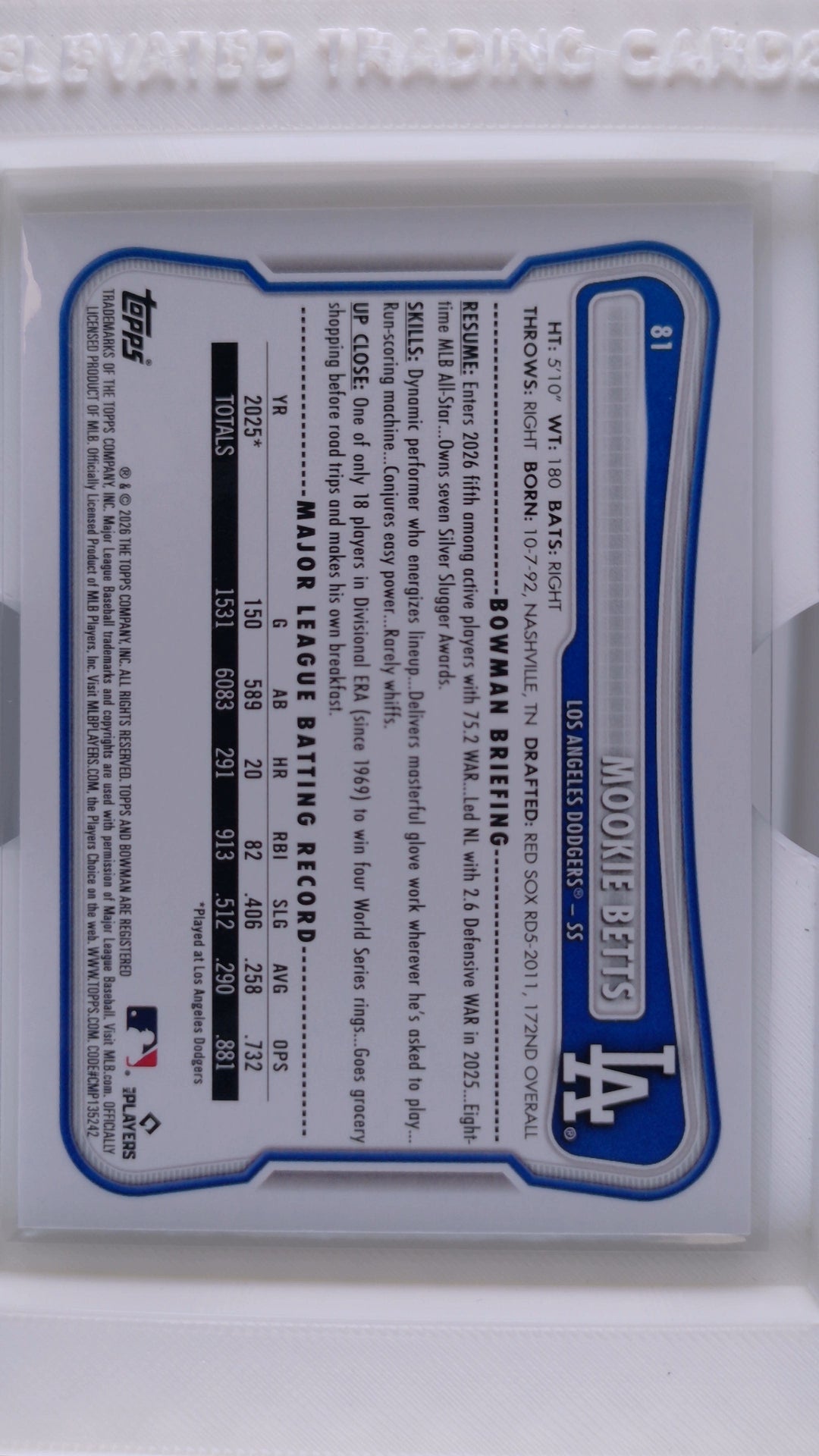 2026 Bowman Baseball Mookie Betts 