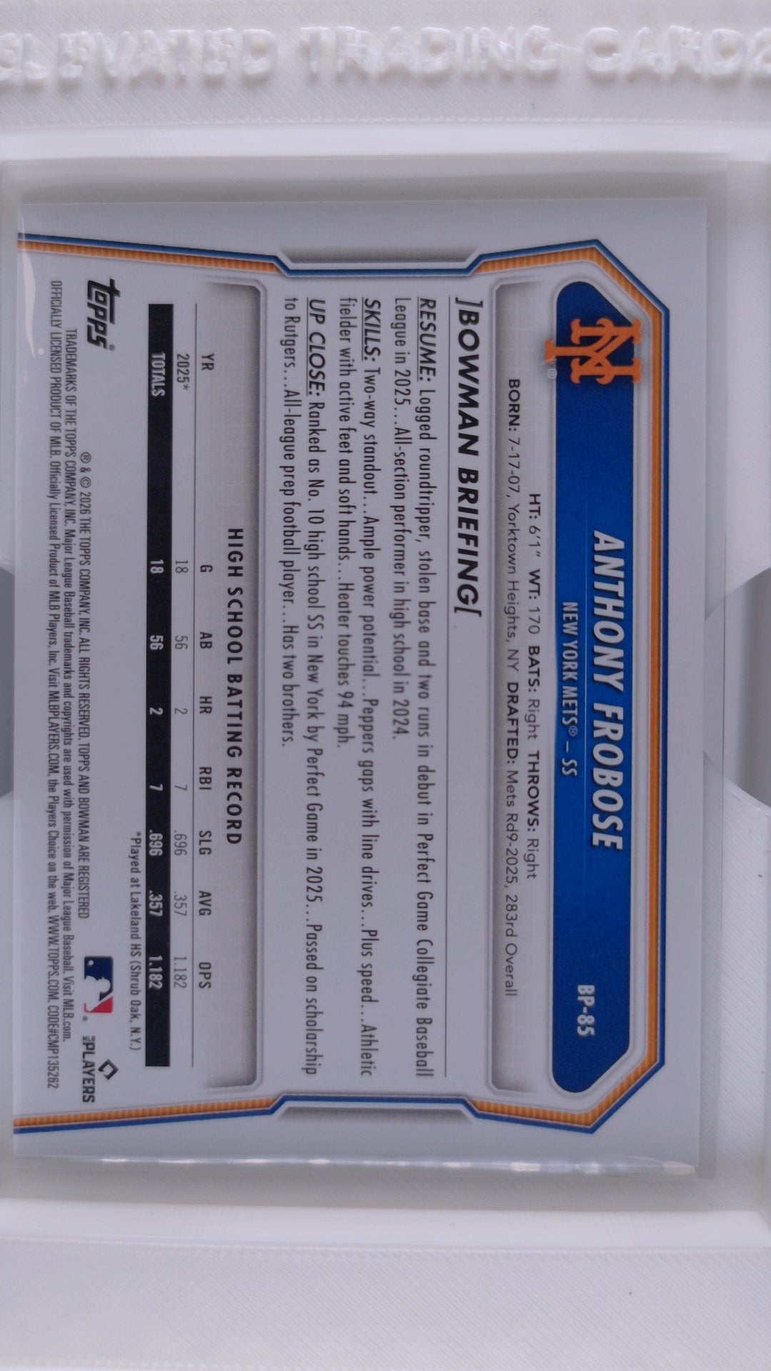 2026 Bowman Baseball Anthony Frobose 