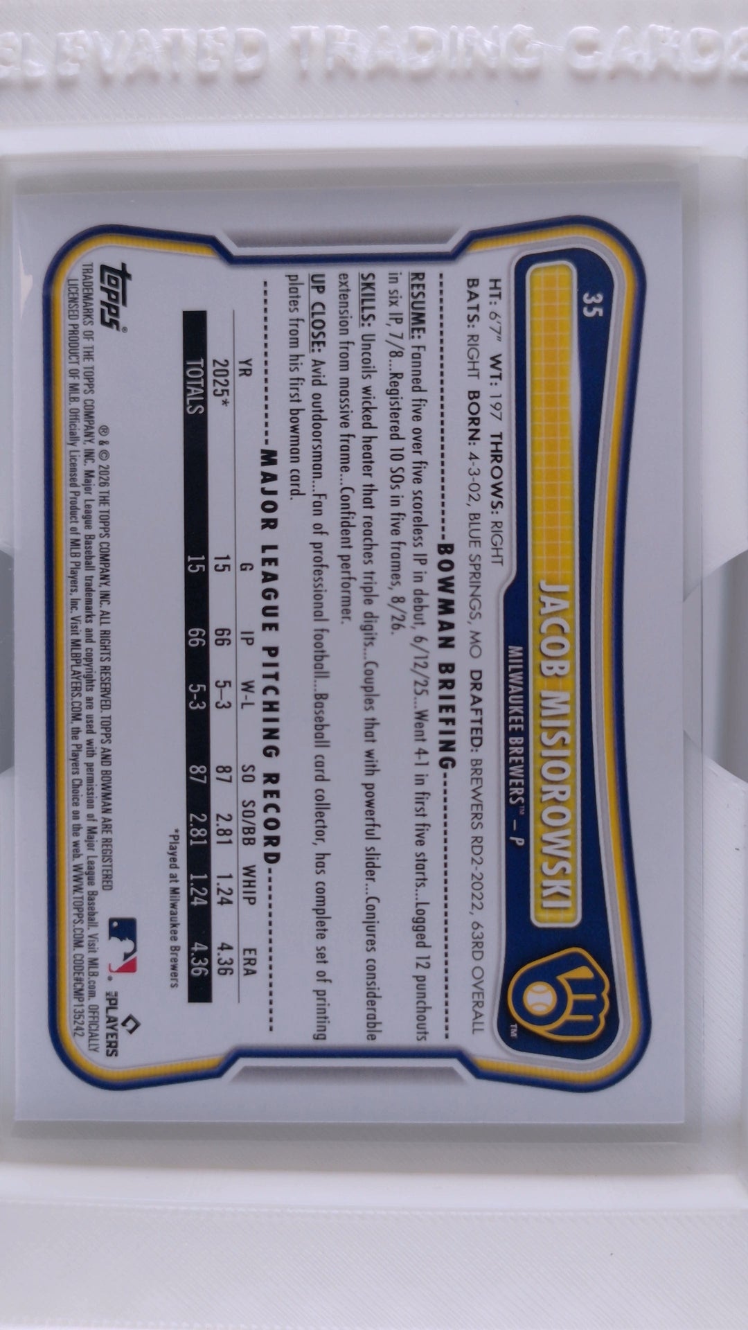 2026 Bowman Baseball Jacob Misiorowski 