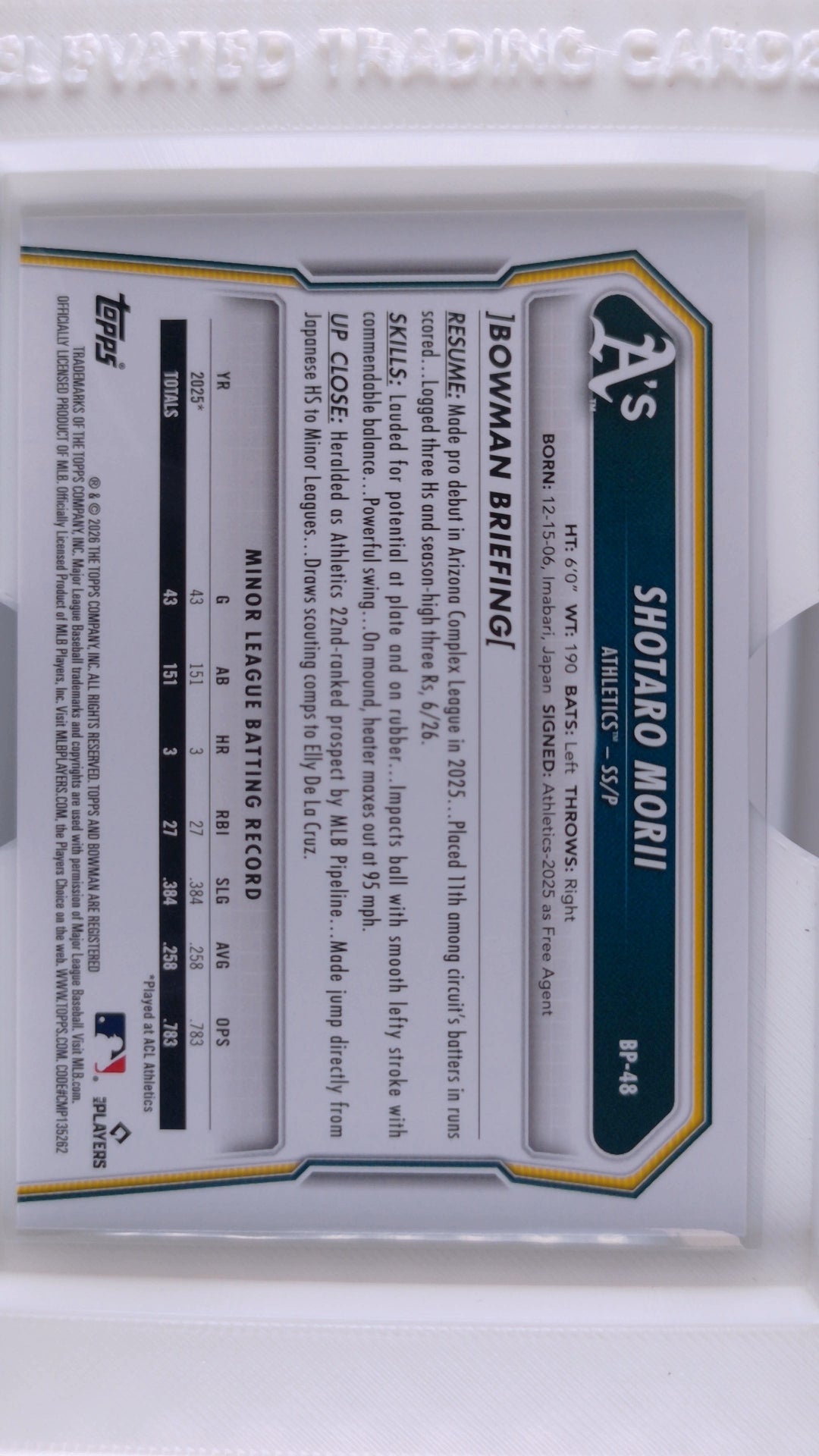 2026 Bowman Baseball Shotaro Morii 
