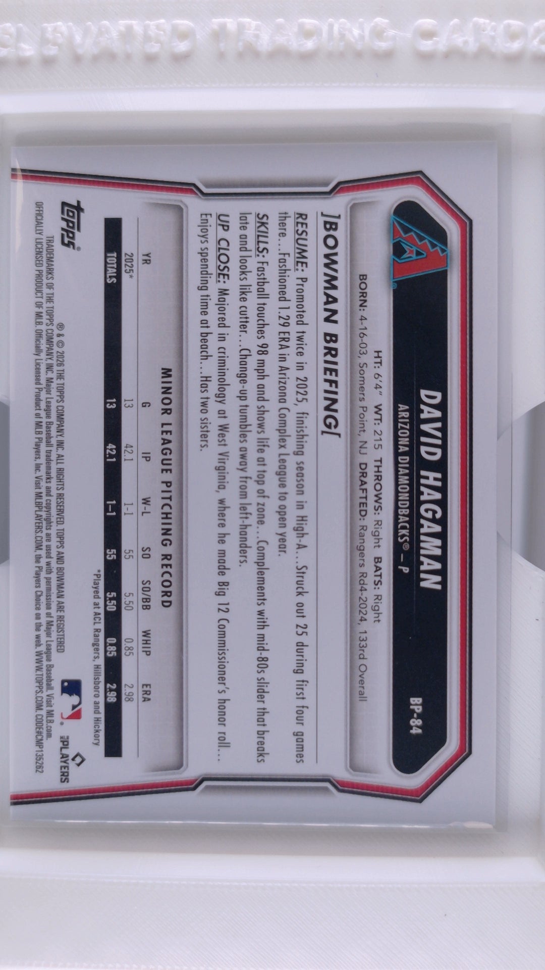 2026 Bowman Baseball David Hagaman 