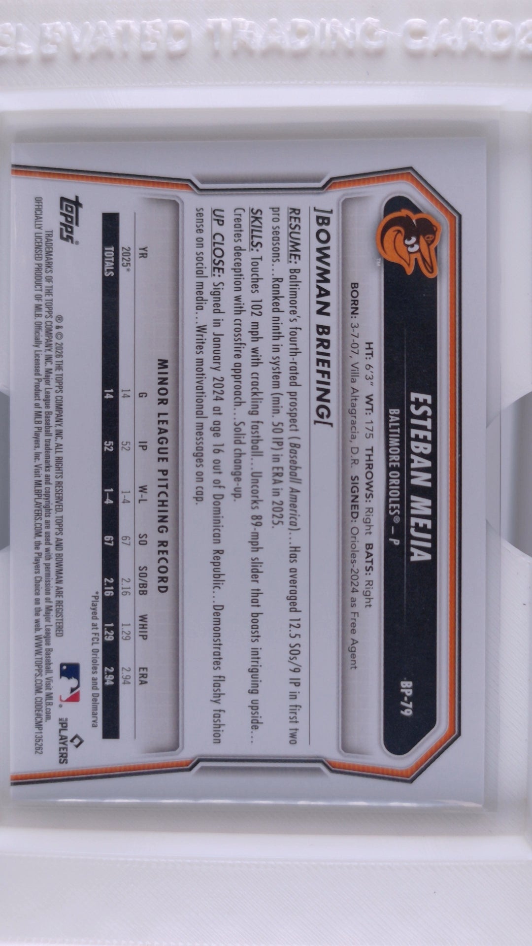 2026 Bowman Baseball Esteban Mejia 